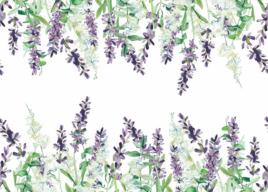 Lavender 2 Border Rice Paper- 13 Sheets Printed Mulberry Paper Border 36gsm