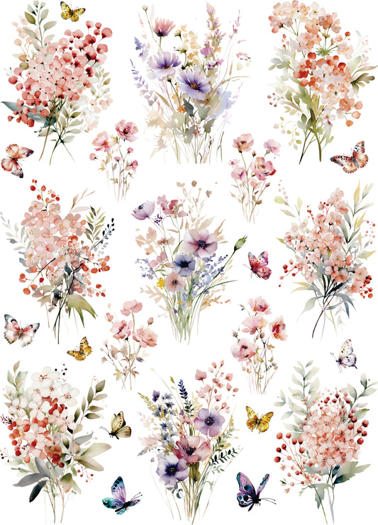 Pink Arrangements Rice Paper, 29.21 x 36.83 cm - Decoupage Furniture Crafts