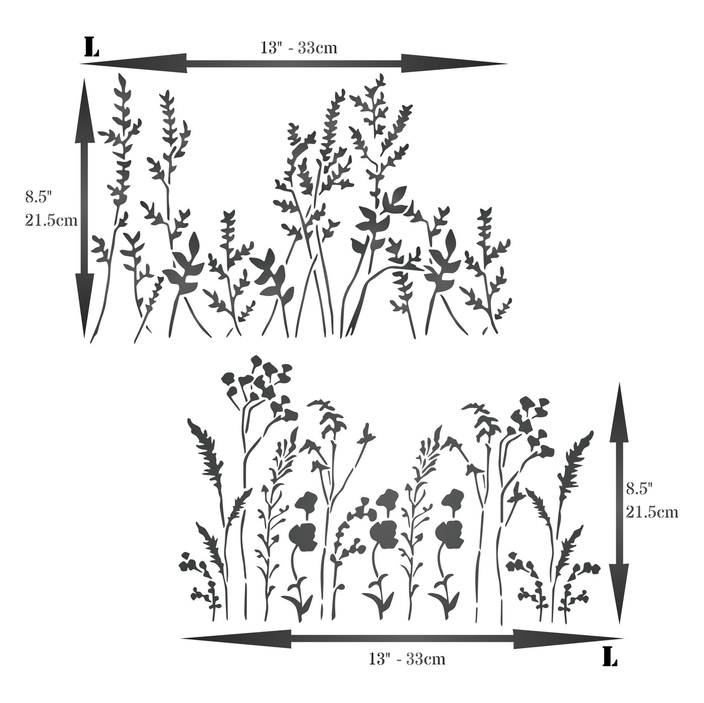 Grasses Stencil, 12 x 4.5 inch - 2pc Use Border Layering to add Texture and Design