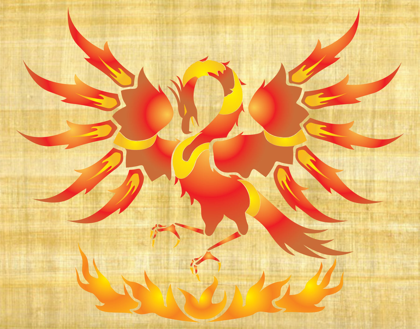 Phoenix Stencil - Classic Mythical Dragon Art Decor