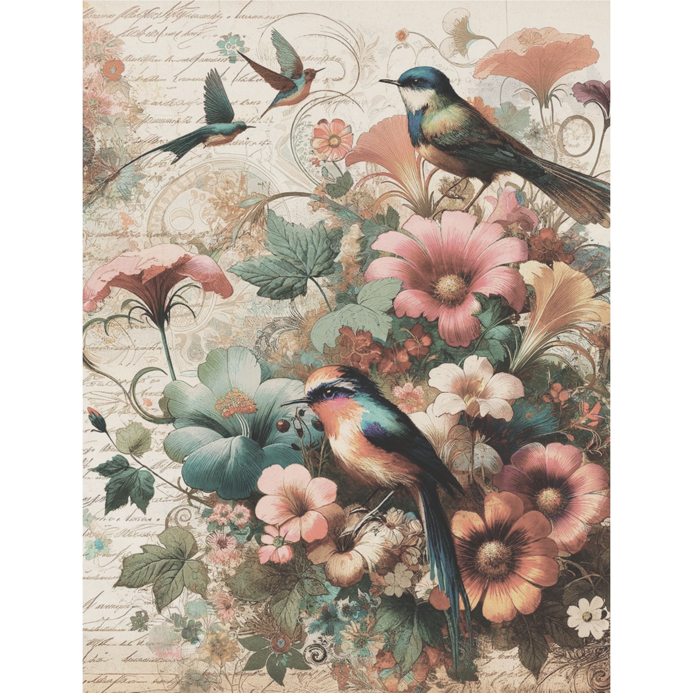 Birds Rice Paper, 8 x 10.5 inch - for Decoupage Scrapbooking Cards Crafts