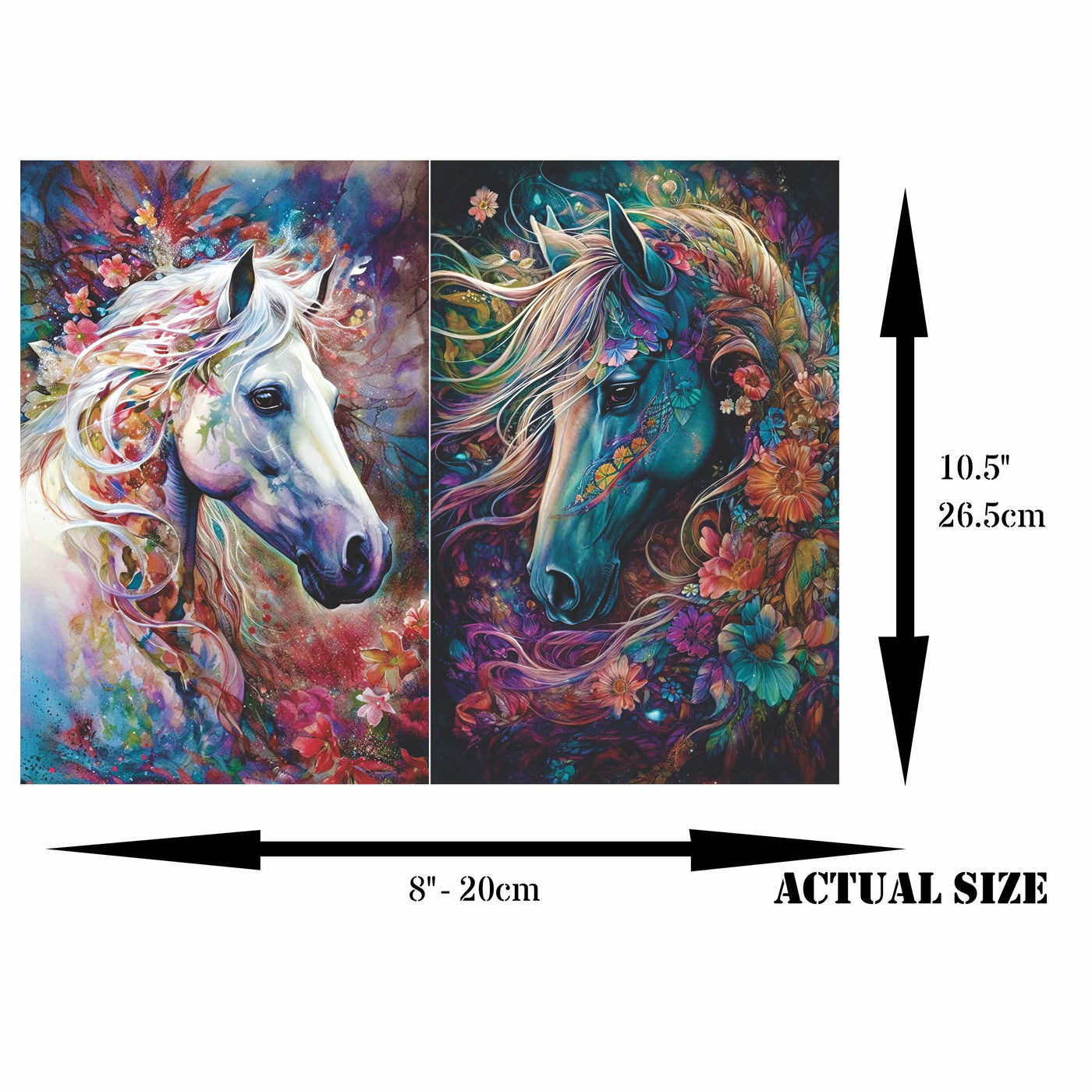 Bohemian Horses Rice Paper, 8 x 10.5 inch â€“ for Decoupage Scrapbooking Craft