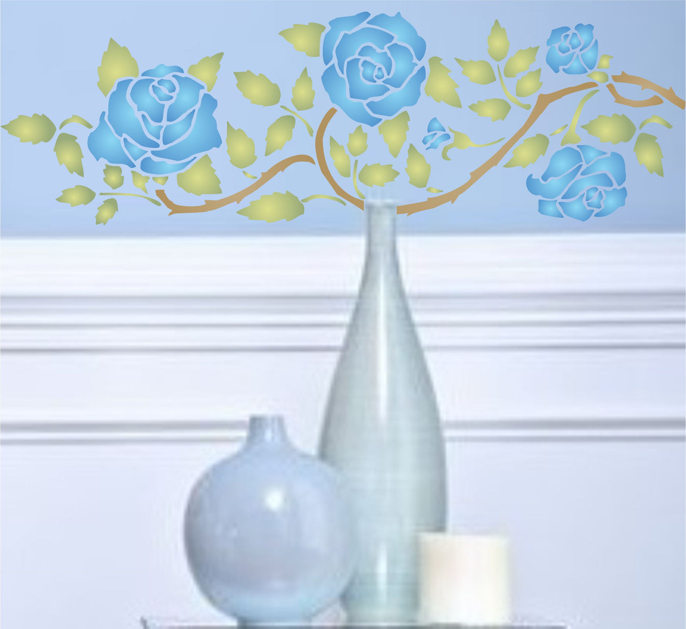 Rose Border Stencil, 14.5 x 4.5 inch - Classic Border Flower Rambling Rose