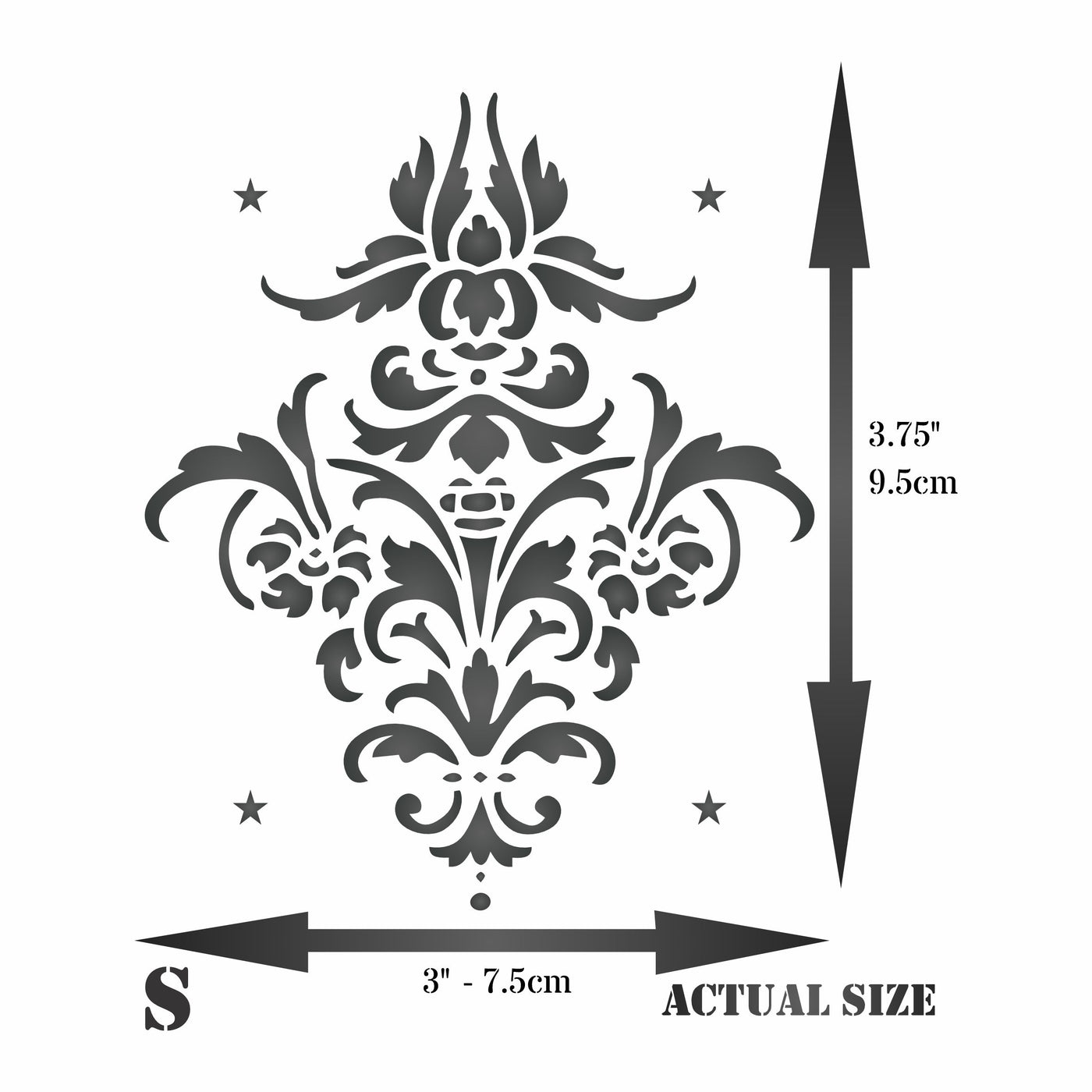 Flower Damask Stencil - Vintage Floral Damask Flowers Alloverpaper Pattern