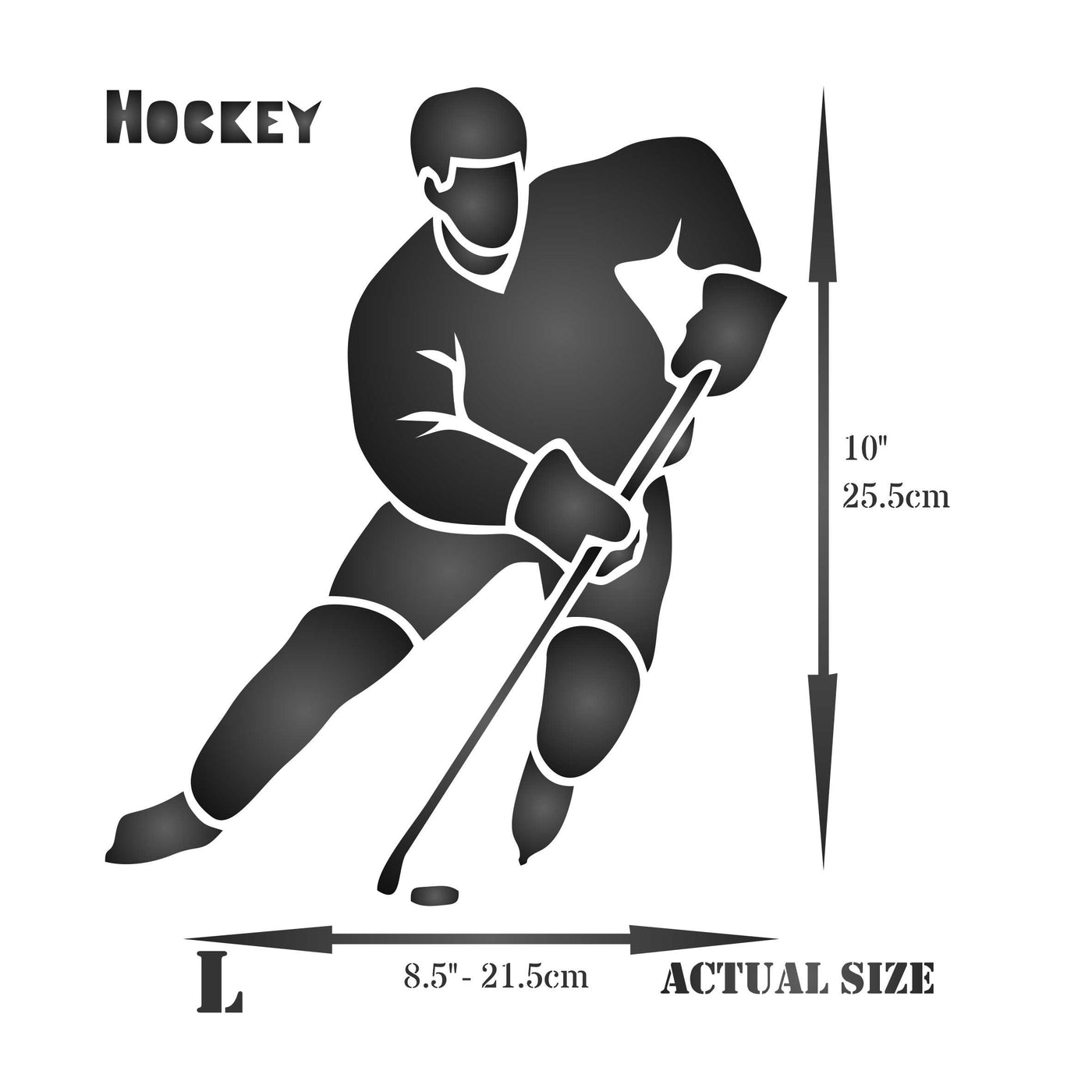 Hockey Stencil - Athlete Ice Hockey Player Stick Puck Word Quote