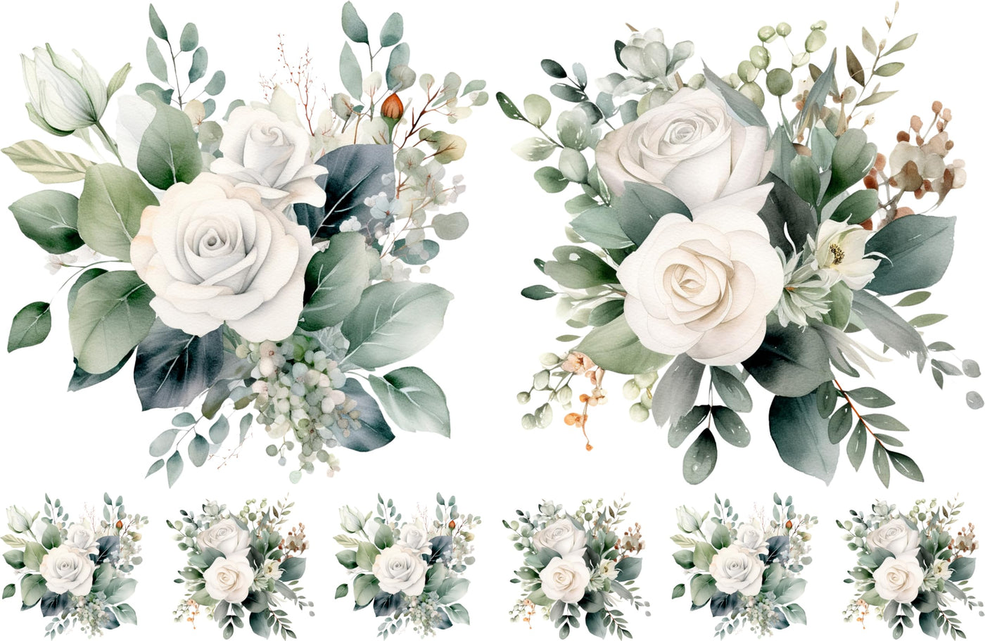 Bouquet Rice Papers - 4 Pages | 32 Pieces | 8 Unique Designs | Versatile Decoupage Designs for Art Projects & Crafting by CRAFT KREATIVELY (White)