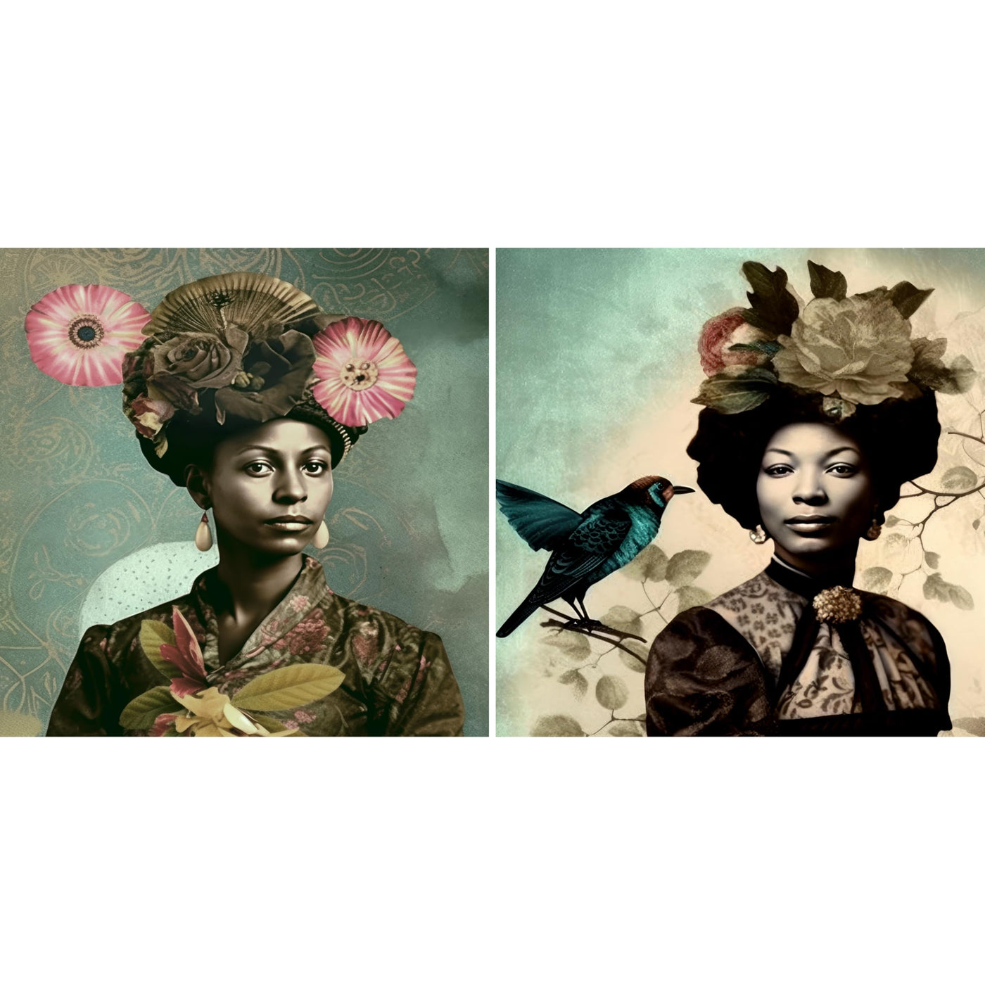 Decoupage Rice Paper (2 pc) - 2 surreal women for Furniture Poster Craft Decoupage by CRAFT KREATIVELY