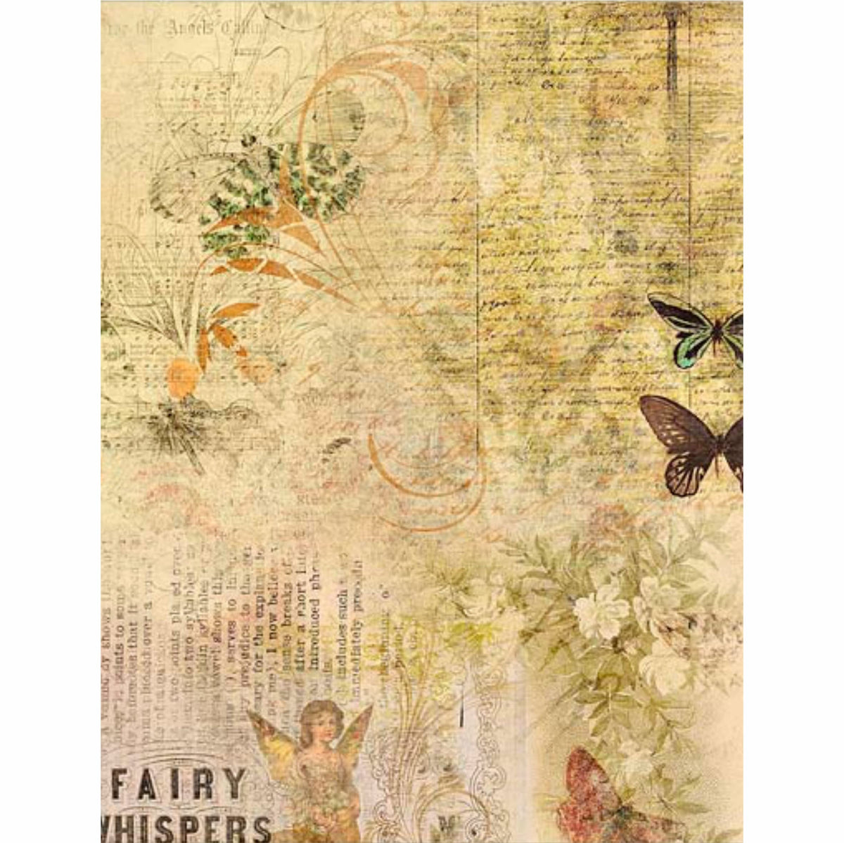 Mixed Overlay Rice Paper, 20.32 x 26.67 cm - 6 x Different Printed Mulberry Paper Images 30gsm Visible Fibres for Decoupage Crafts Mixed Media Collage Art
