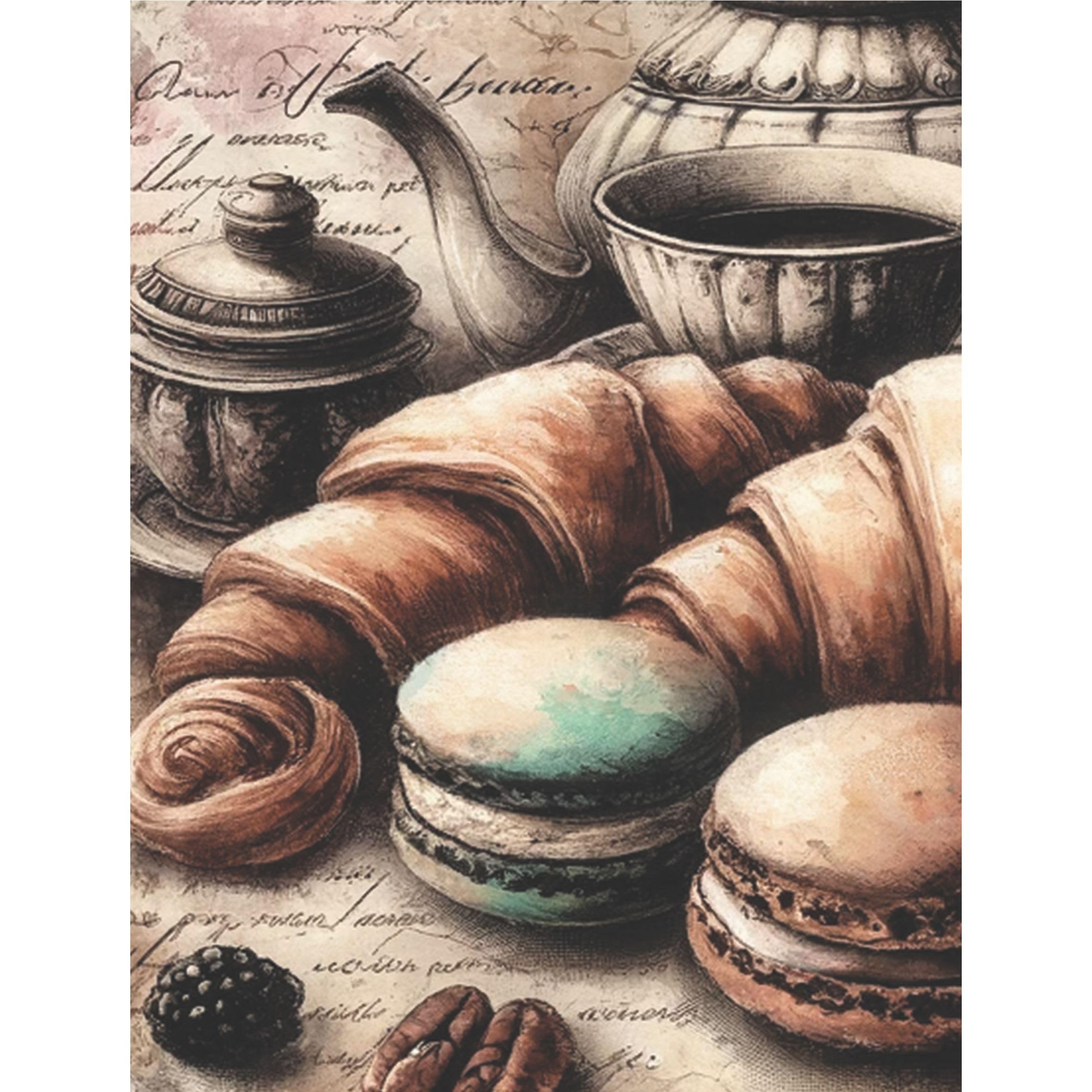 Coffee Shop Rice Paper, 8 x 10.5 inch - for Decoupage Scrapbooking Cards Crafts