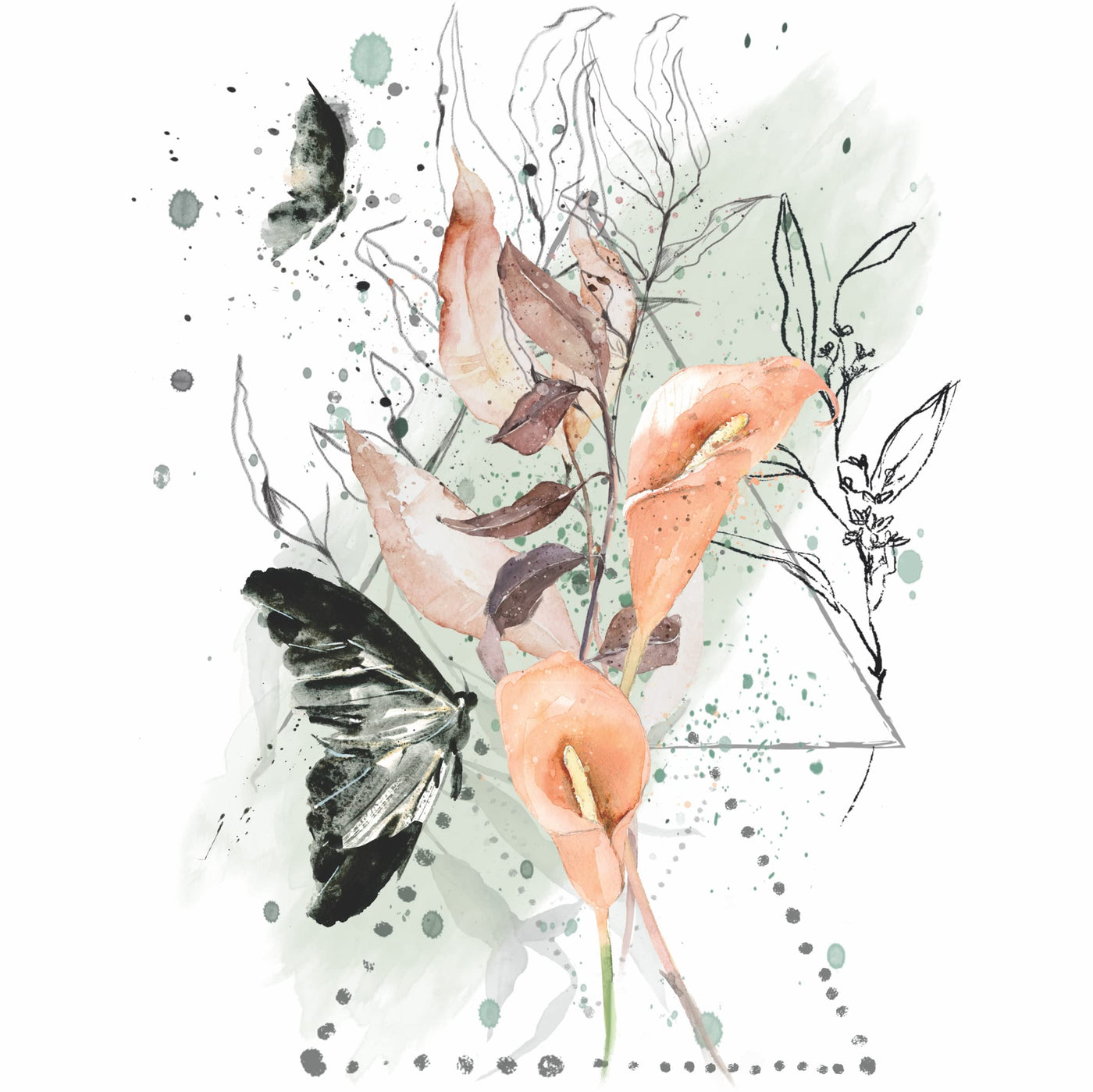 Black Butterfly Overlay Rice Paper, 20.32 x 26.67 cm - 6 x Different Printed Mulberry Paper Images 30gsm Visible Fibres for Decoupage Crafts Mixed Media Collage Art
