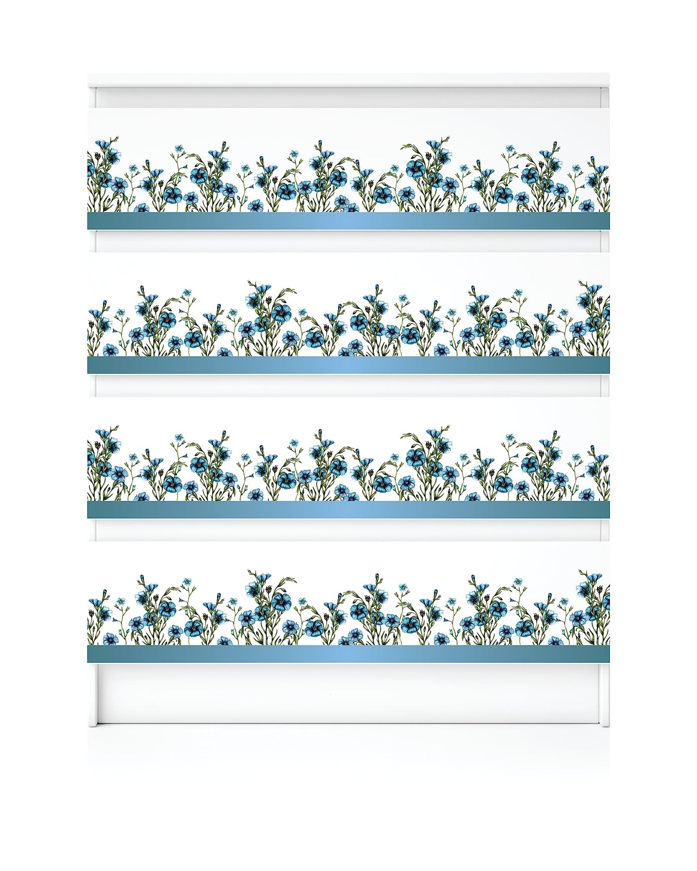 Blue Flower Border Rice Paper, 29.21 x 40.64 cm - 3 sheets Printed Mulberry Paper Border Images 36gsm Visible Fibres for Decoupage Furniture Renovation Crafts