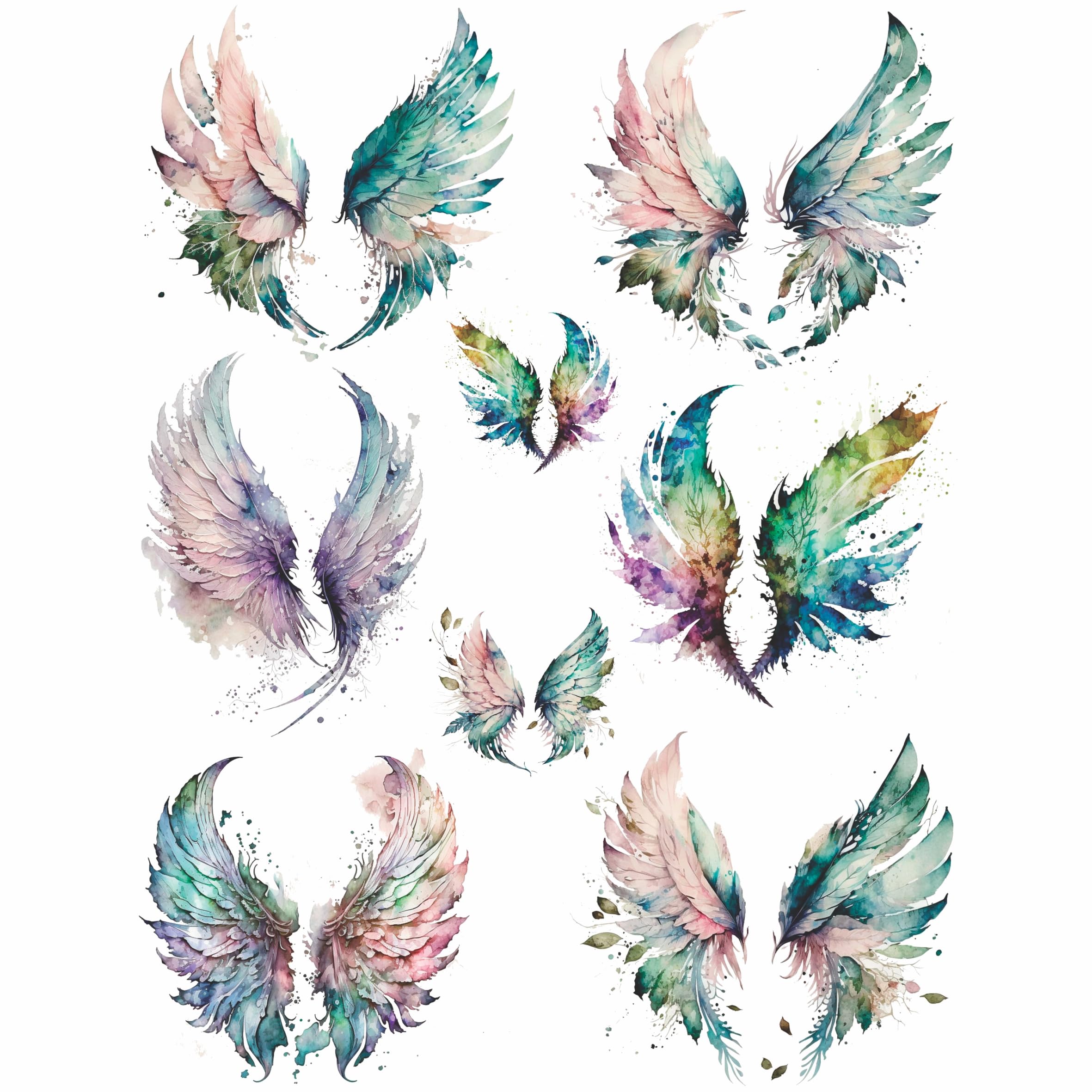 Fairy Theme Mulberry Rice Paper, 20.32 x 26.67 cm - 6 Unique Printed Mulberry Paper Pages 30gsm Visible Fibres for Decoupage Crafts Mixed Media Collage Art