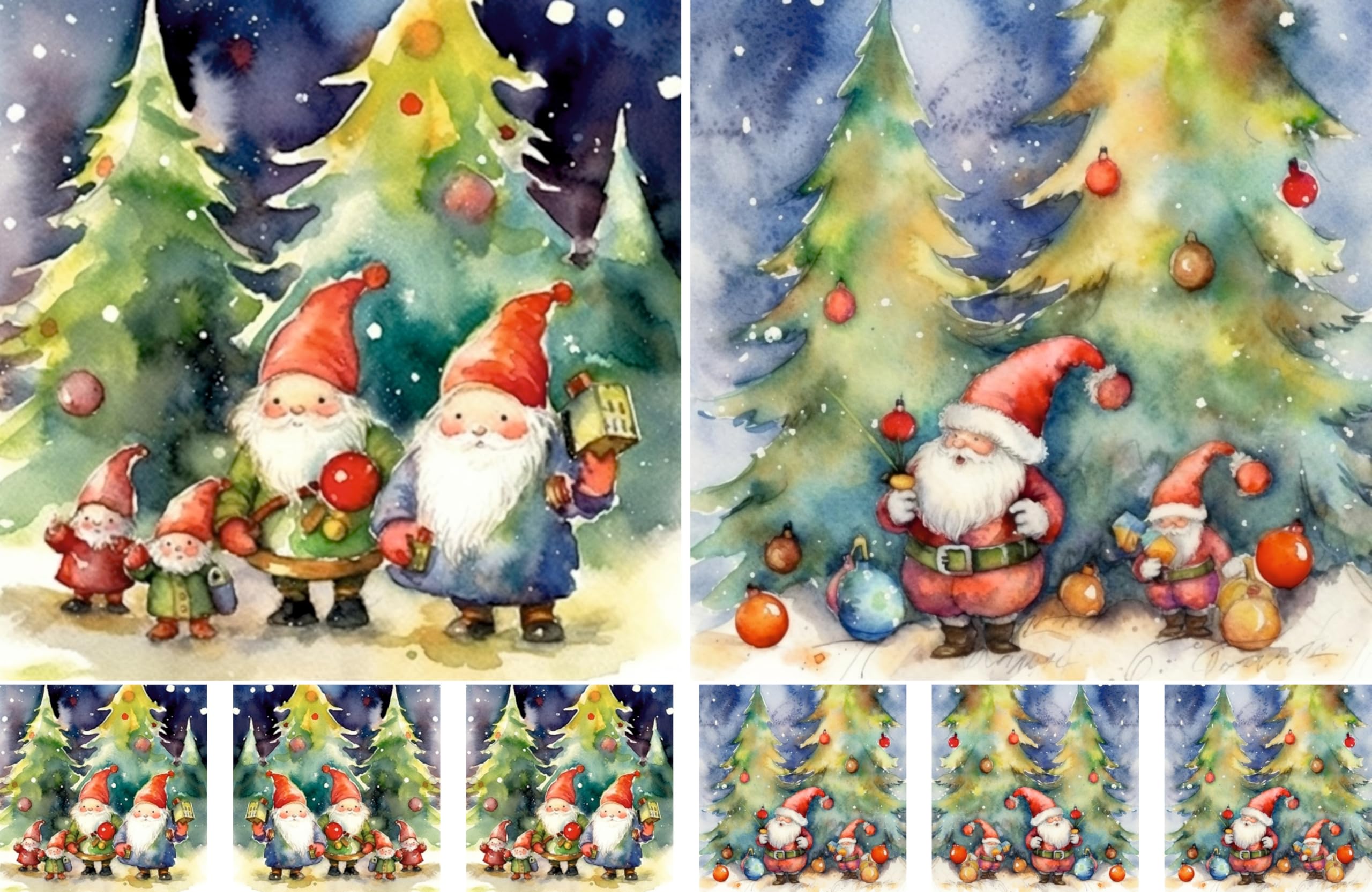 Christmas Gnomes Decoupage Rice Papers, 21 x 29cm - 4 Sheets | 32 Pieces | 8 Unique Designs | Versatile Designs for Art Projects & Crafting by CRAFT KREATIVELY