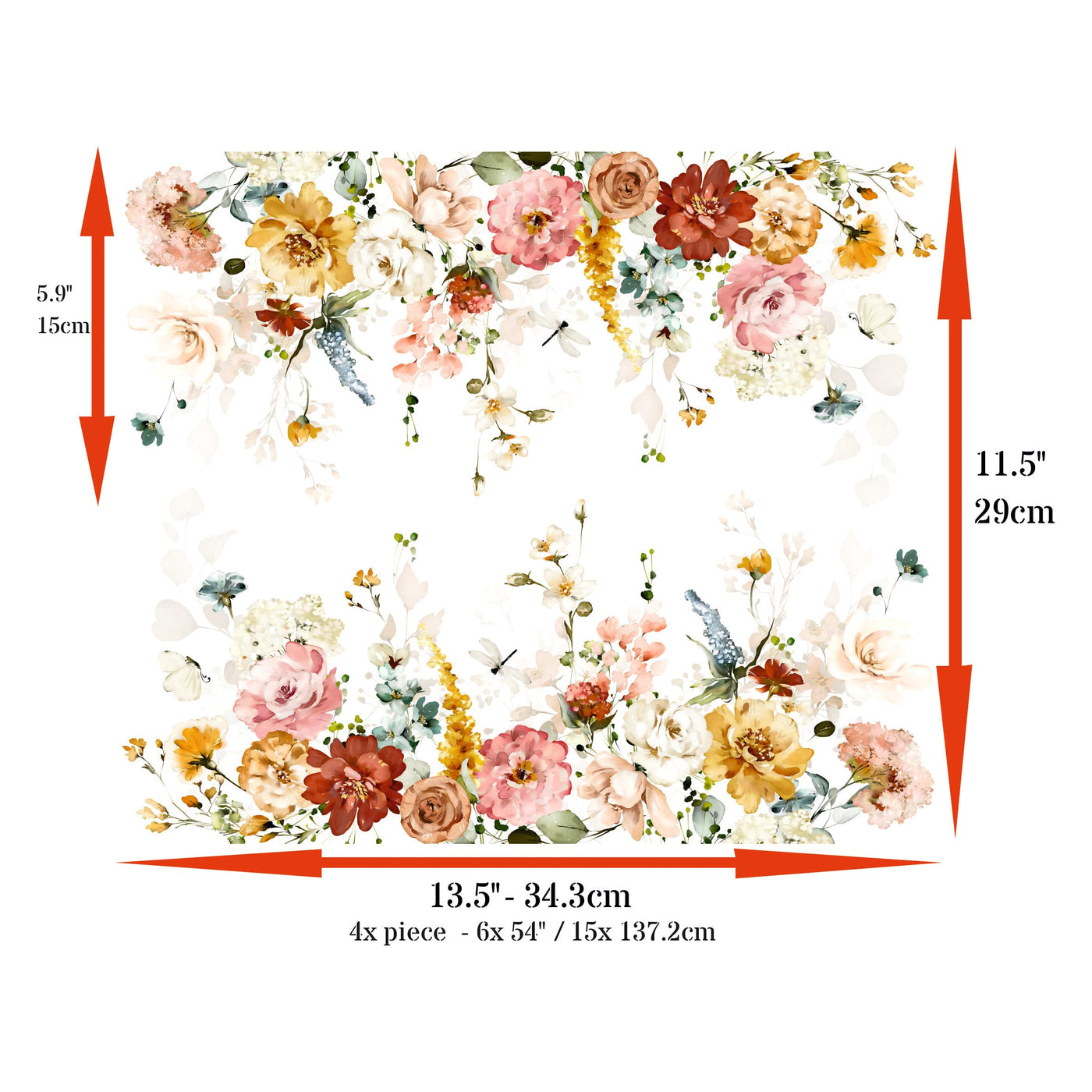 Decoupage Rice Paper (4 pc) - Decoupage Border for Walls, Furniture & Crafts, Decoupage by CRAFT KREATIVELY