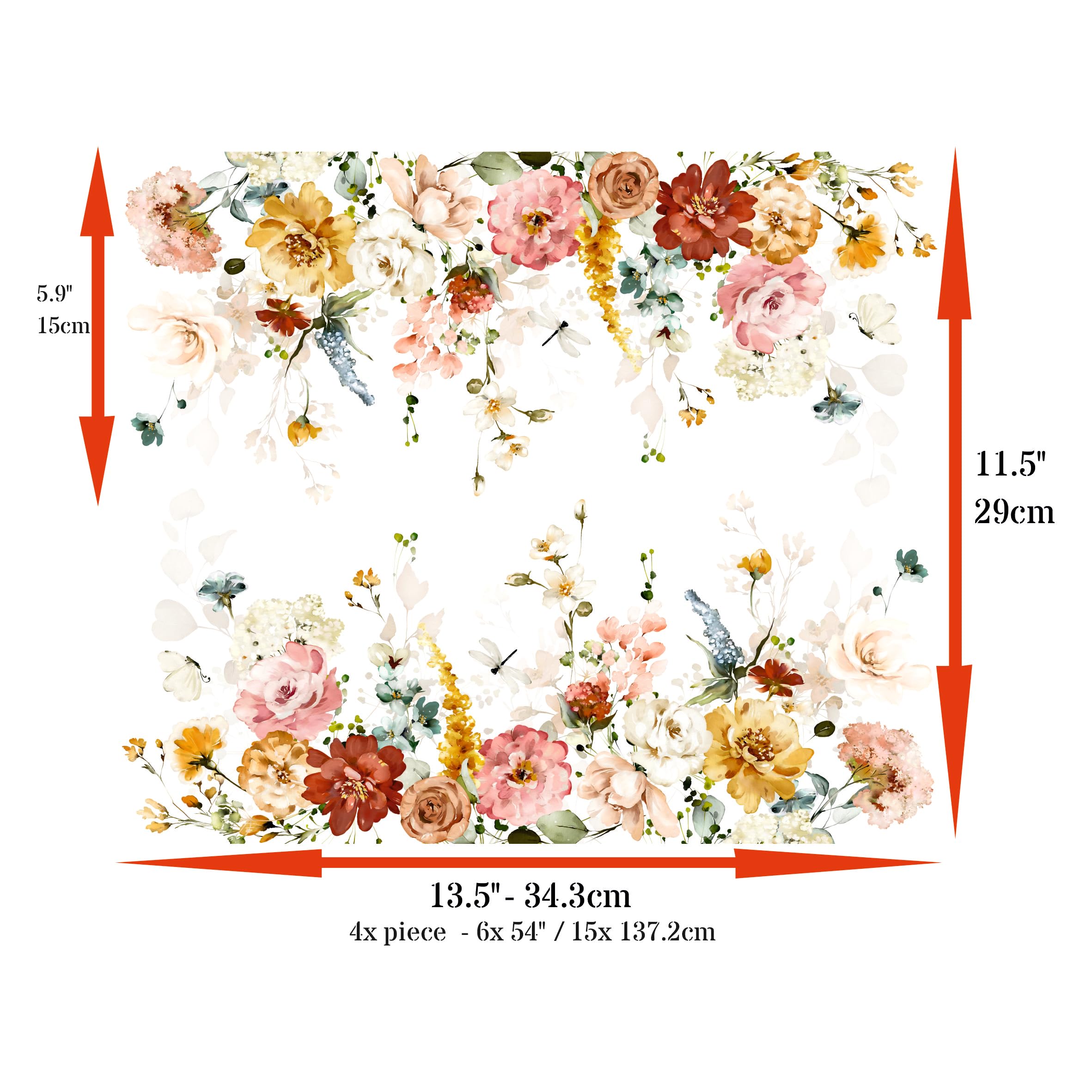 Decoupage Rice Paper (4 pc) - Decoupage Border for Walls, Furniture & Crafts, Decoupage by CRAFT KREATIVELY