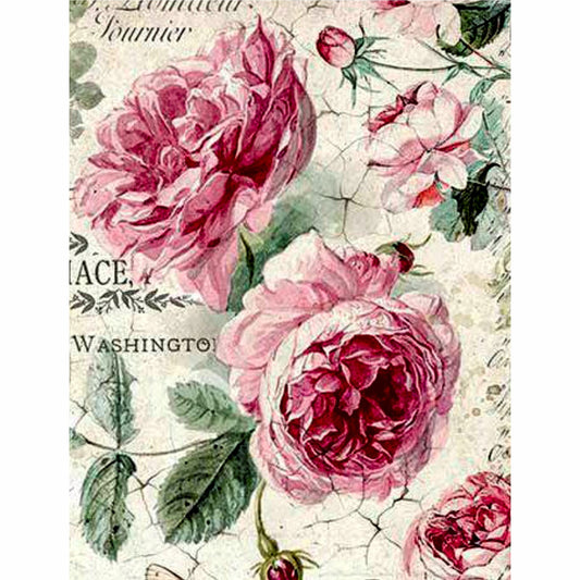 Vintage Flower Theme Mulberry Rice Paper, 20.5 x 26.5cm - 6 x Different Printed Mulberry Paper Images 30gsm Visible Fibres for Decoupage Crafts Mixed Media Collage Art