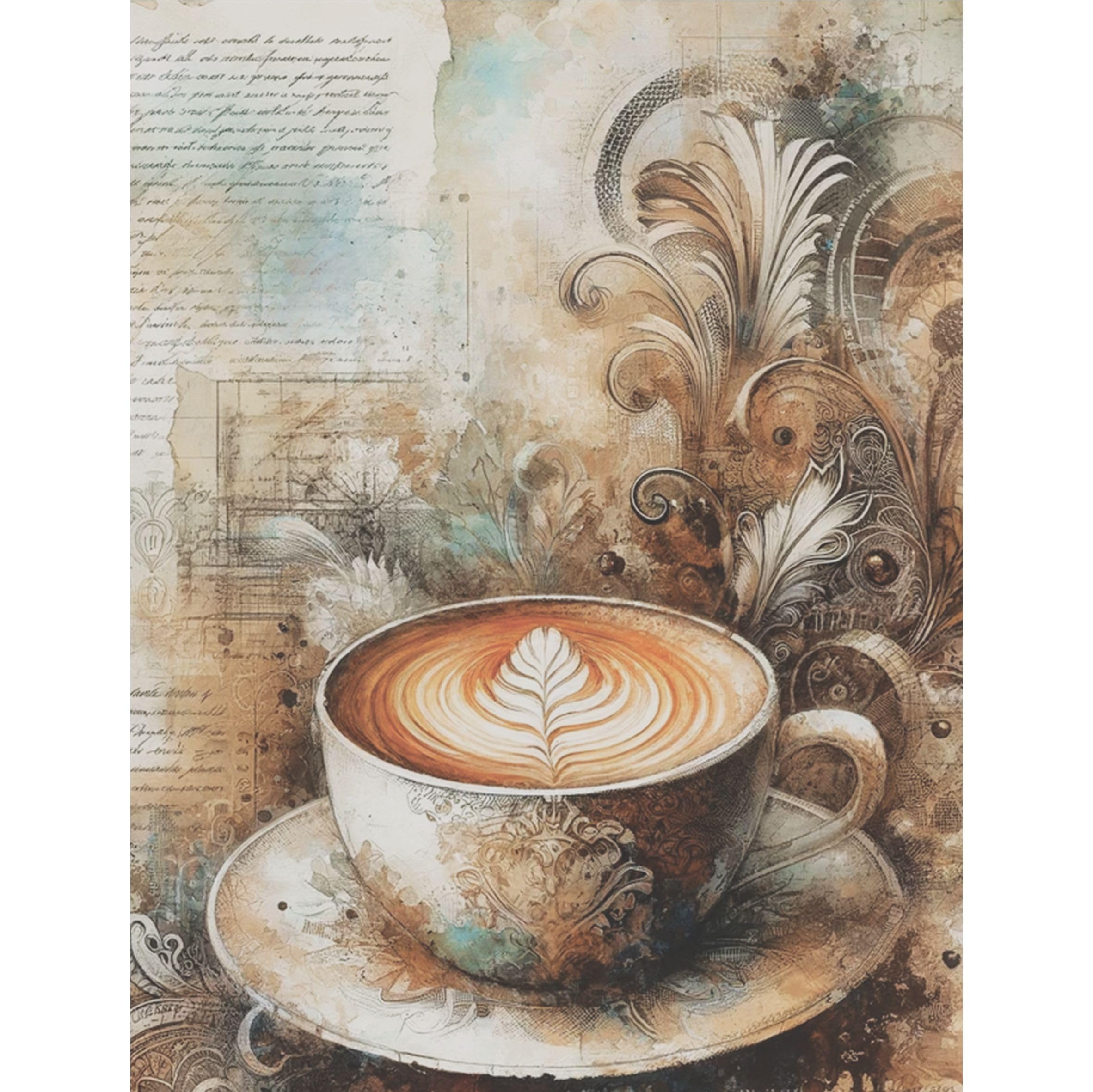 Coffee Shop Rice Paper, 8 x 10.5 inch - for Decoupage Scrapbooking Cards Crafts