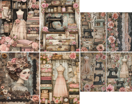 Seamstress Decoupage Rice Paper, 20.32 x 26.67 cm - for Scrapbooking Cards Crafts
