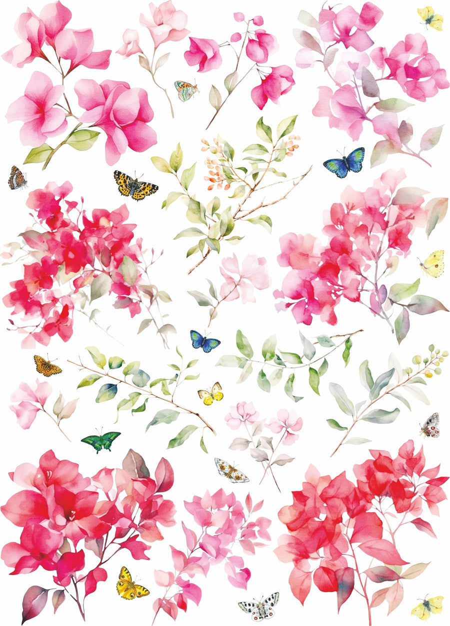 Bougainvillea Rice Papers, 29 x 40.3cm – Decoupage Paper Design for Collage, Mixed Media, Card Making & Crafts, Decoupage by CRAFT KREATIVELY