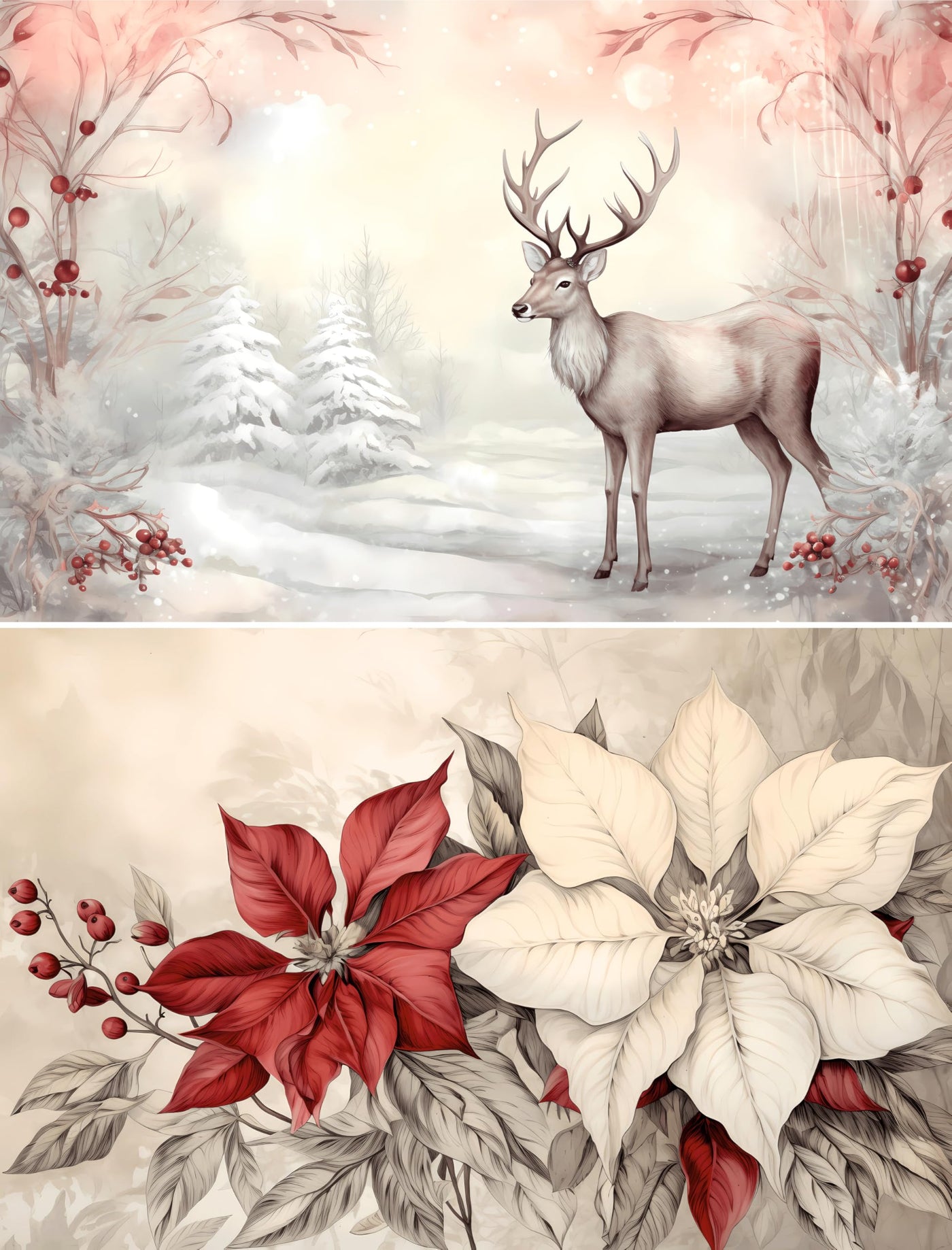Christmas Pastel Decoupage Rice Papers, 21 x 26.5cm - 6 Sheets | 6 Unique Designs | Versatile Christmas Designs for Art Projects & Crafting by CRAFT KREATIVELY