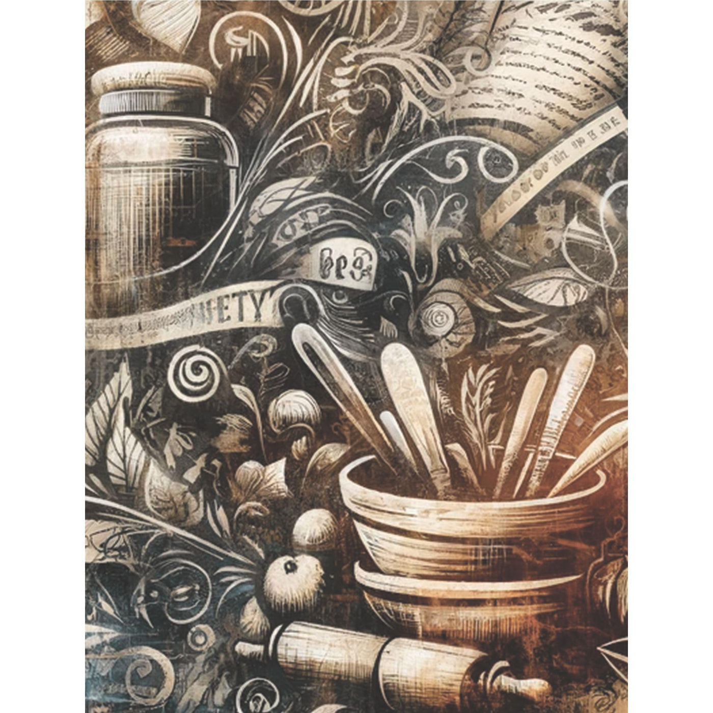 Coffee Shop Rice Paper, 8 x 10.5 inch - for Decoupage Scrapbooking Cards Crafts