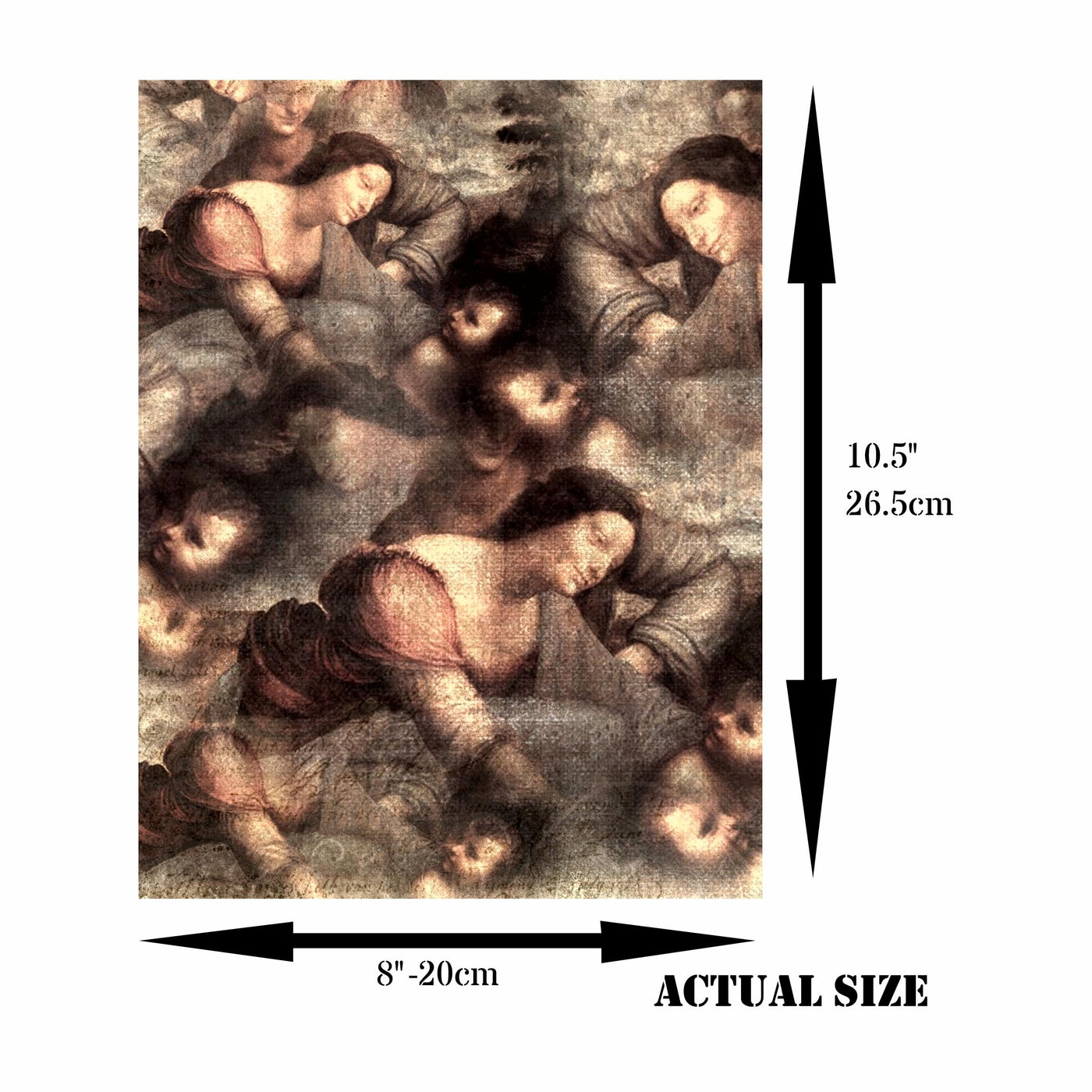 da Vinci Theme Mulberry Rice Paper, 20.32 x 26.67 cm - 6 Unique Printed Mulberry Paper Images 30gsm Visible Fibres for Decoupage Crafts Mixed Media Collage Art