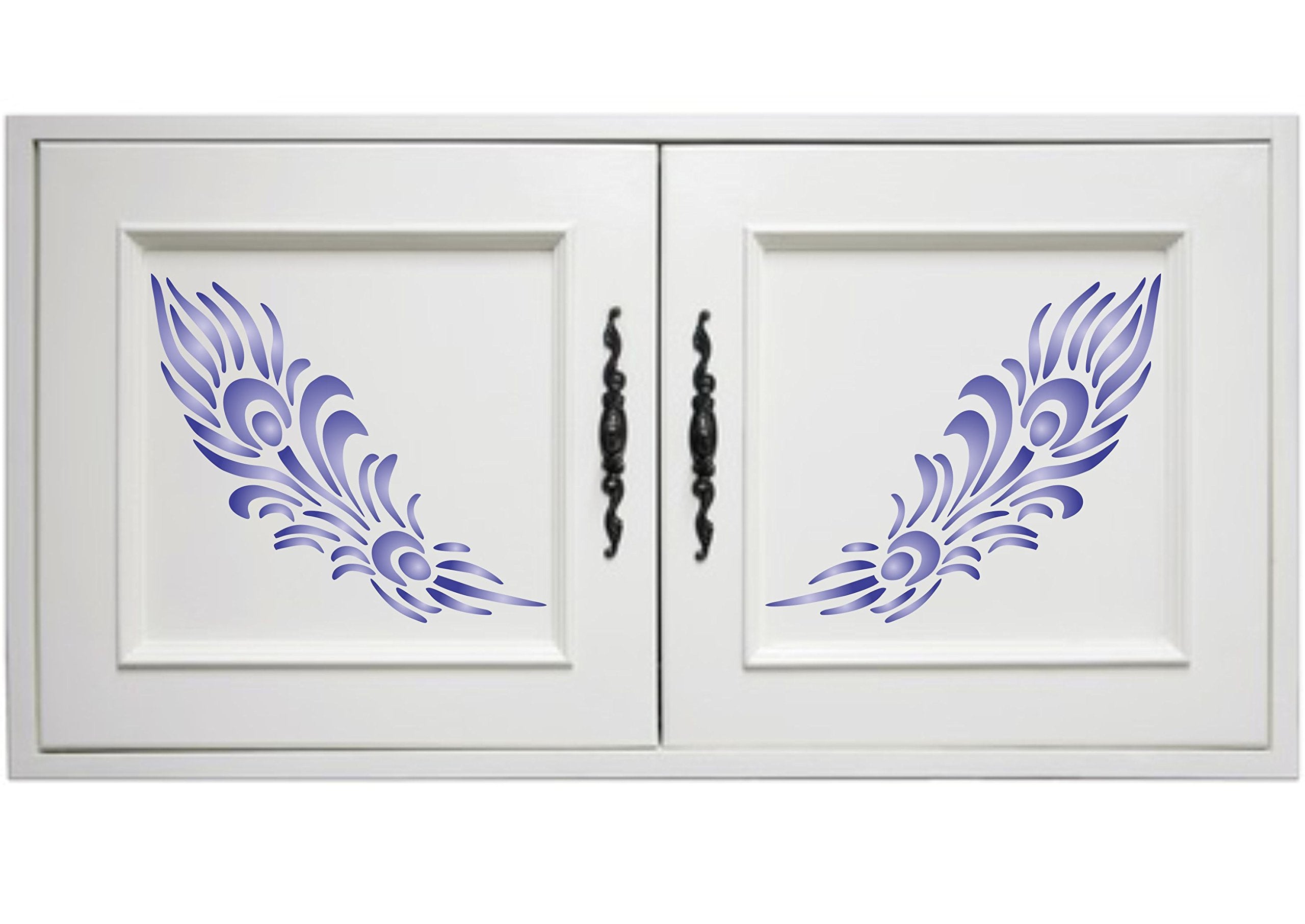 Peacock Feather Stencil - Reusable Bird Feathers Plumage Plume Wall Stencil Template .