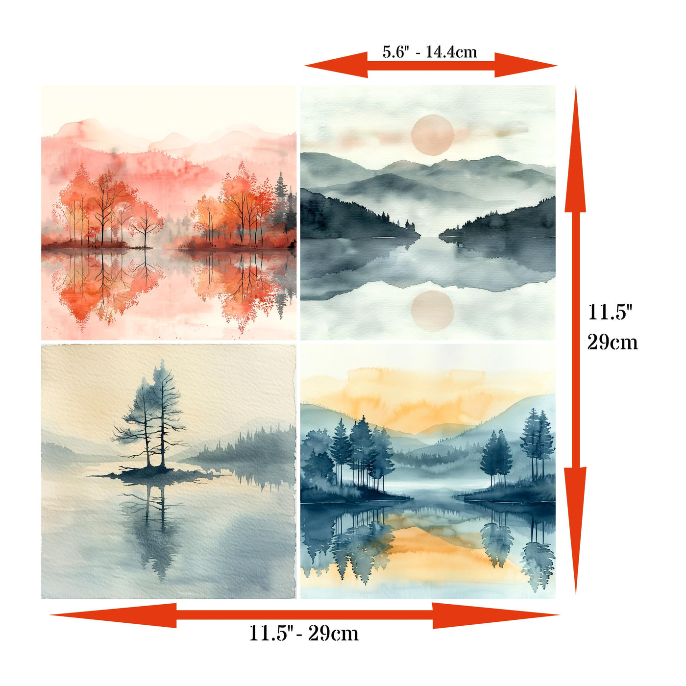 Decoupage Rice Paper (2 pc) - 8x Decoupage Watercolour Designs for Collage, Card Making & Crafts, Decoupage by CRAFT KREATIVELY
