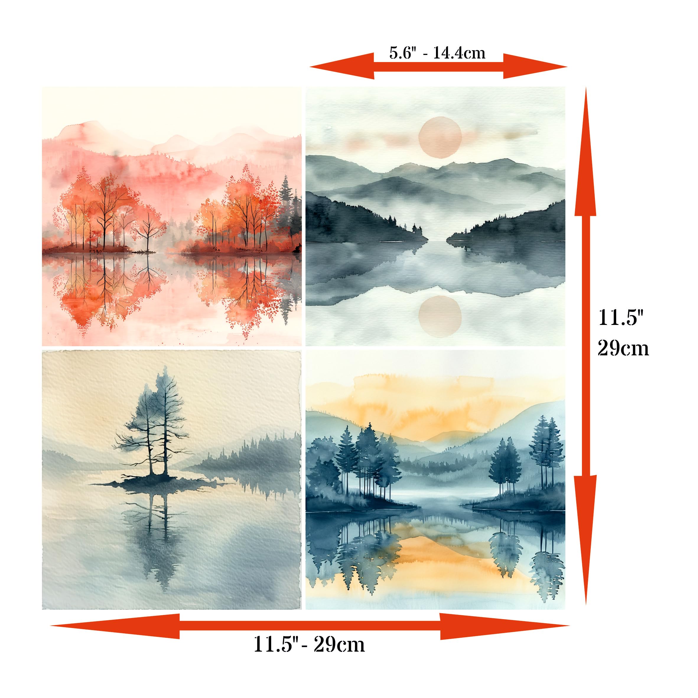 Decoupage Rice Paper (2 pc) - 8x Decoupage Watercolour Designs for Collage, Card Making & Crafts, Decoupage by CRAFT KREATIVELY