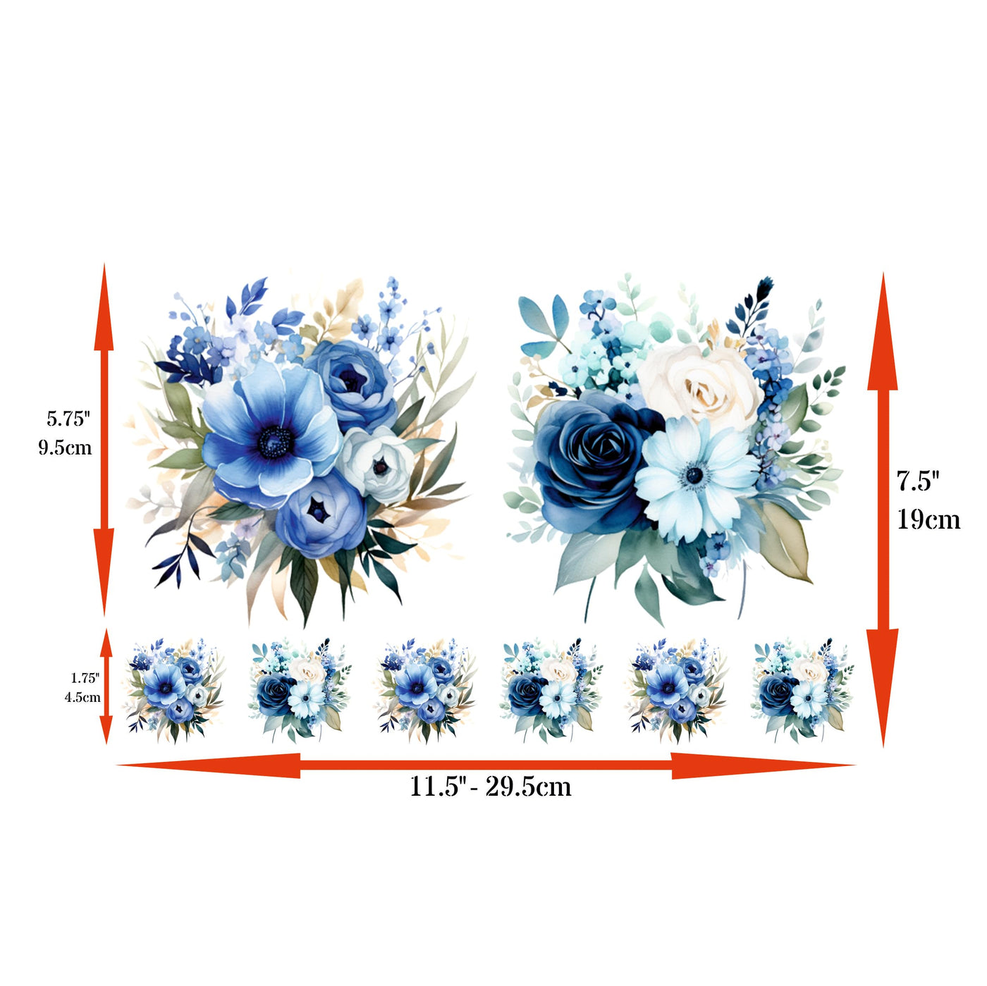 Bouquet Rice Papers - 4 Pages | 32 Pieces | 8 Unique Designs | Versatile Decoupage Designs for Art Projects & Crafting by CRAFT KREATIVELY (Blue)