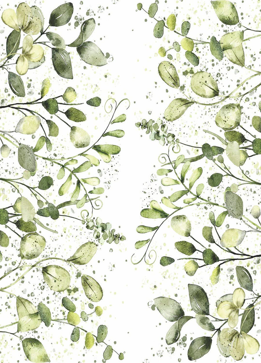 Greenery Border Rice Paper, 29.21 x 40.64 cm - 3 sheets Printed Mulberry Paper Border Images 36gsm Visible Fibres for Decoupage Furniture Renovation Crafts