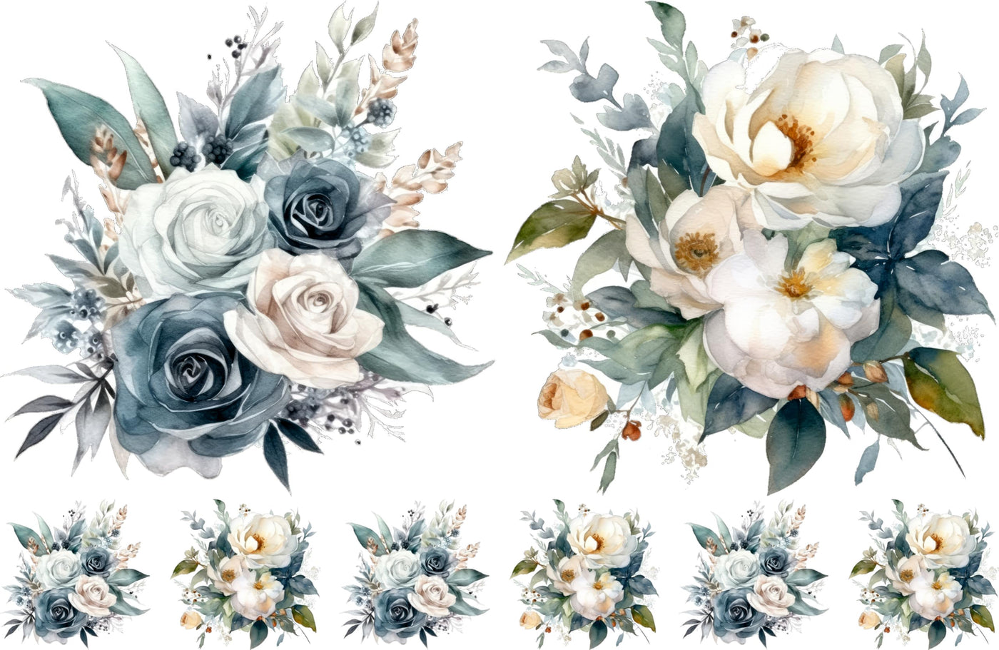 Bouquet Rice Papers - 4 Pages | 32 Pieces | 8 Unique Designs | Versatile Decoupage Designs for Art Projects & Crafting by CRAFT KREATIVELY (Silver)
