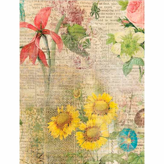 Mixed Overlay Rice Paper, 20.32 x 26.67 cm - 6 x Different Printed Mulberry Paper Images 30gsm Visible Fibres for Decoupage Crafts Mixed Media Collage Art