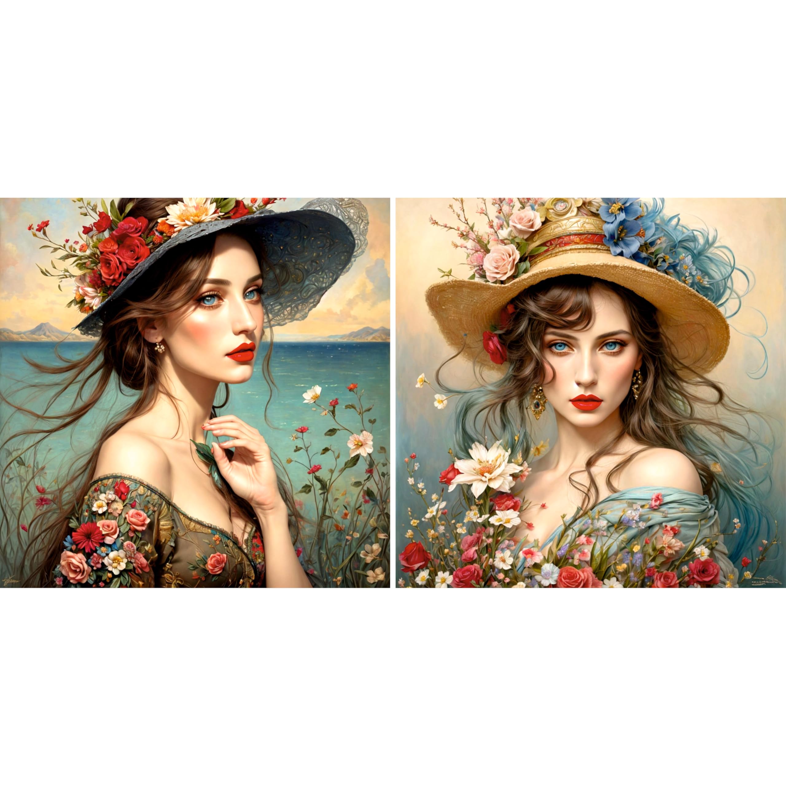 Decoupage Rice Paper (2 pc) - 2 surreal women for Furniture Poster Craft Decoupage by CRAFT KREATIVELY