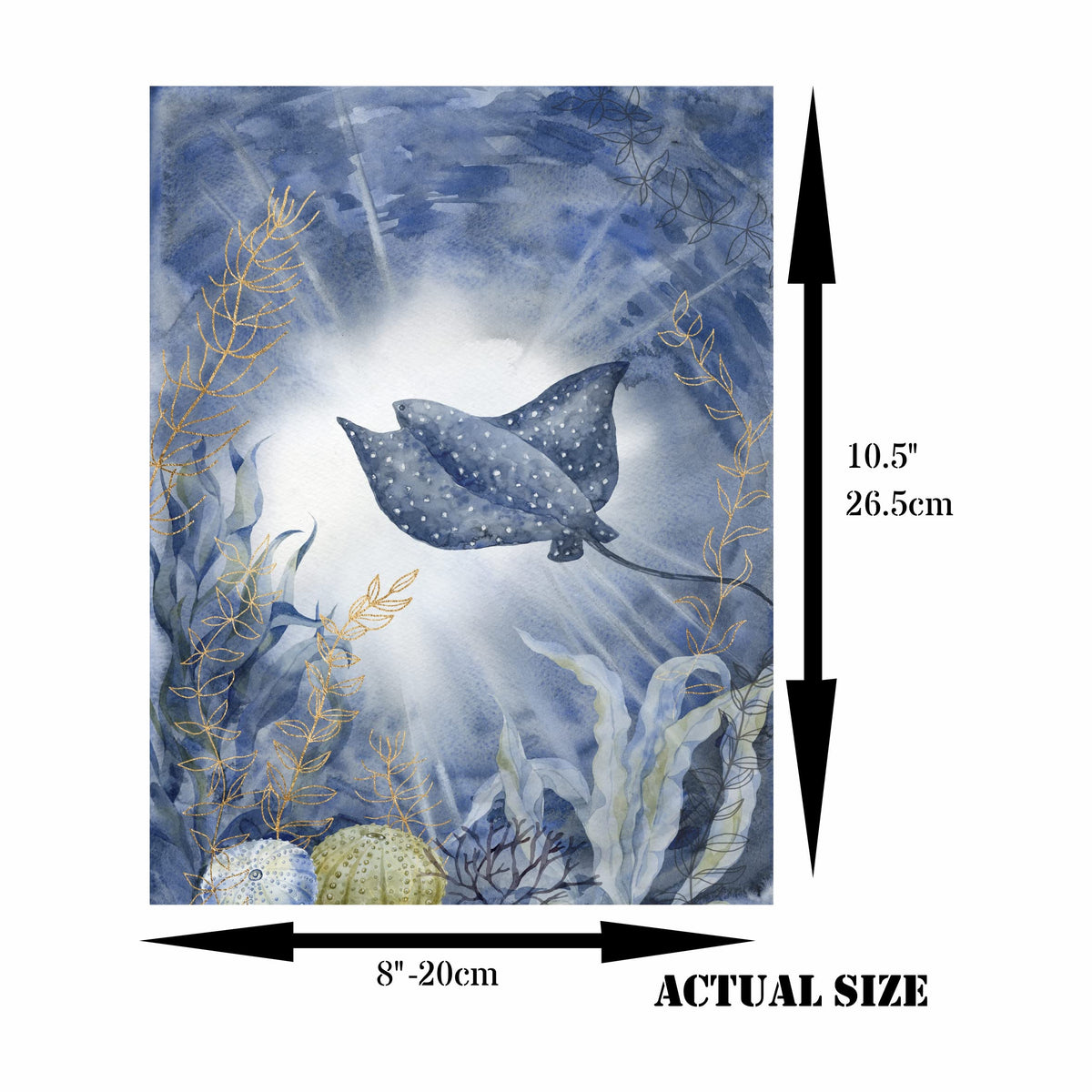 Ocean Deep Rice Paper, 20.32 x 26.67 cm - 6 x Different Printed Mulberry Paper Images 30gsm Visible Fibres for Decoupage Crafts Mixed Media Collage Art