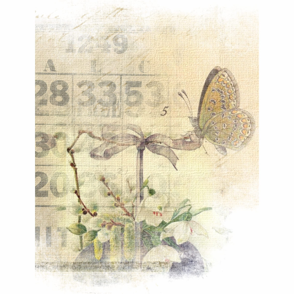 Mixed Overlay Rice Paper, 20.32 x 26.67 cm - 6 x Different Printed Mulberry Paper Images 30gsm Visible Fibres for Decoupage Crafts Mixed Media Collage Art