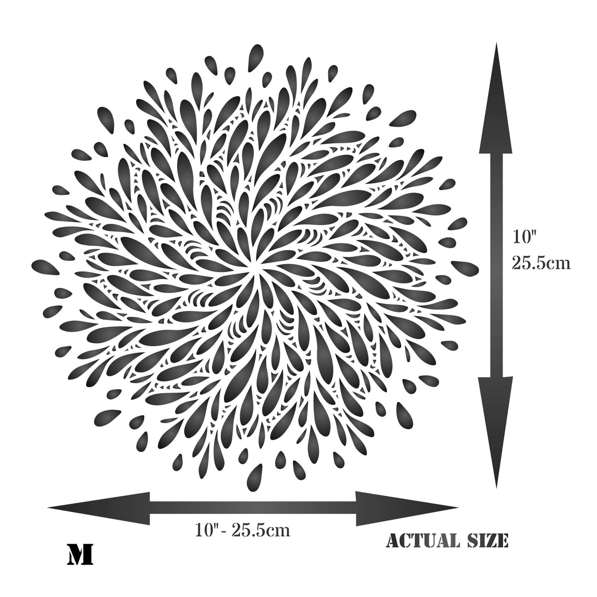 Stylized Mum Stencil, 25.40 x 25.40 cm (M) - Stencil Company Original Flower Chrysanthemum Mandala Graphic Design