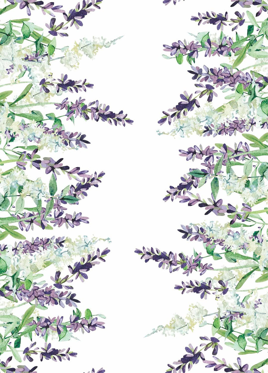 Lavender 2 Border Rice Paper, 29.21 x 40.64 cm - 3 sheets Printed Mulberry Paper Border Images 36gsm Visible Fibres for Decoupage Furniture Renovation Crafts