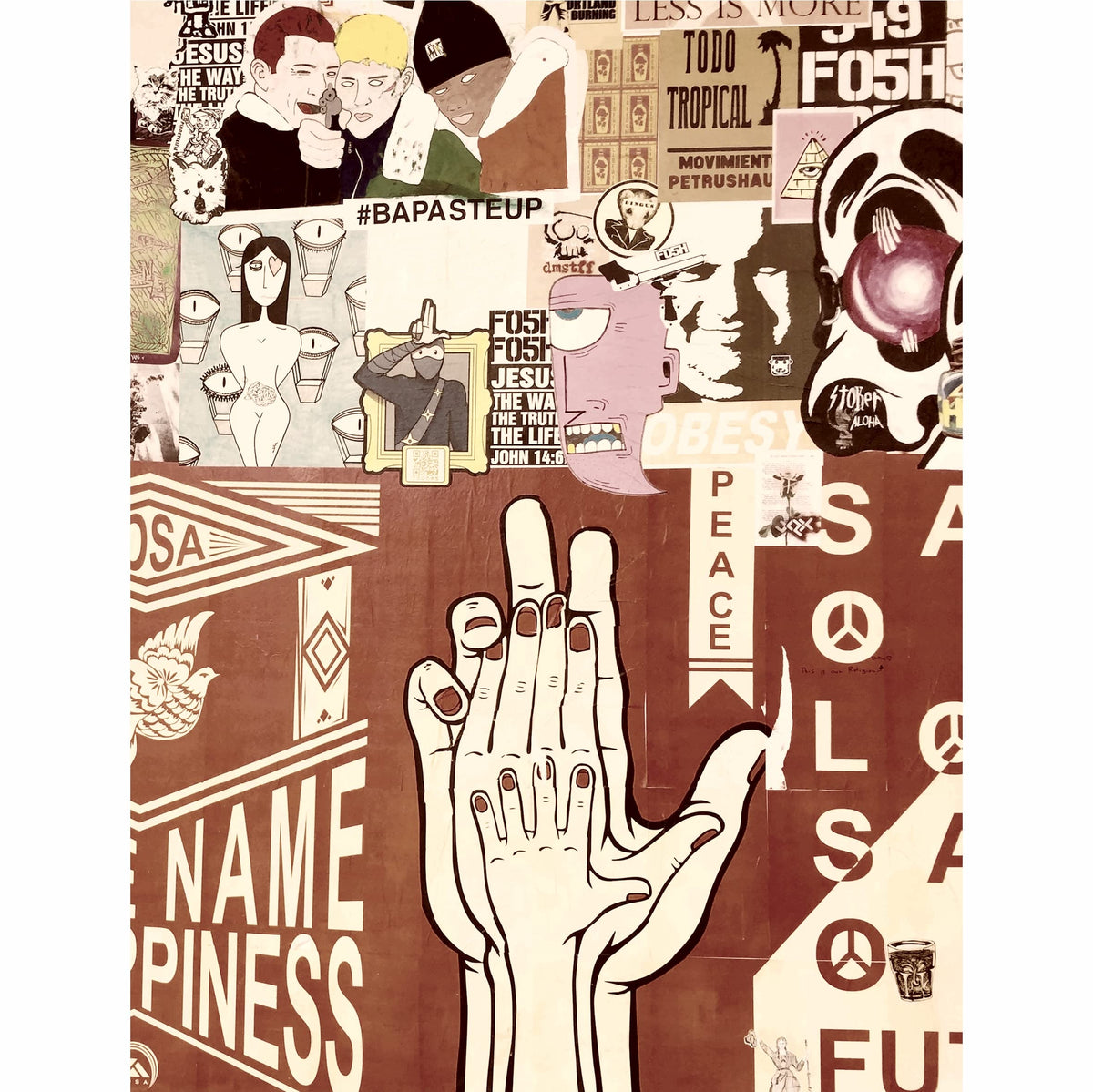 Street Art Theme Mulberry Rice Paper, 20.5 x 26.5cm - 6 x Different Printed Mulberry Paper Images 30gsm Visible Fibres for Decoupage Crafts Mixed Media Collage Art