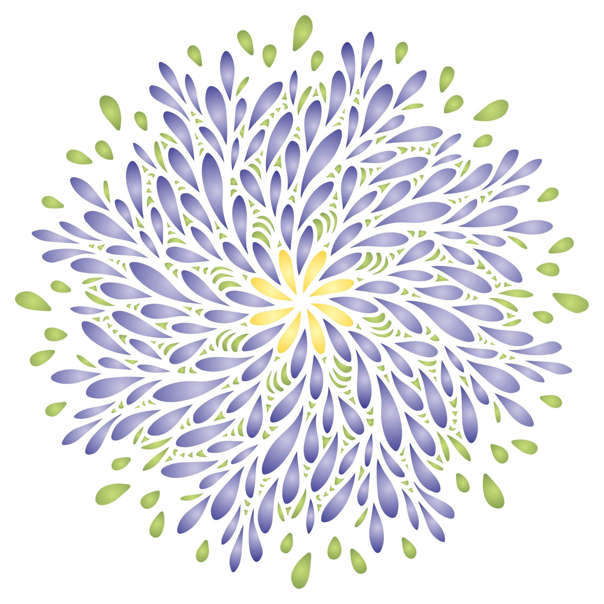 Stylized Mum Stencil, 25.40 x 25.40 cm (M) - Stencil Company Original Flower Chrysanthemum Mandala Graphic Design