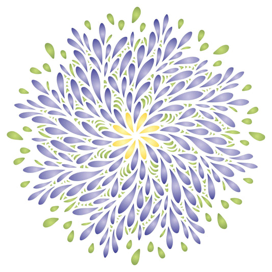Stylized Mum Stencil, 25.40 x 25.40 cm (M) - Stencil Company Original Flower Chrysanthemum Mandala Graphic Design