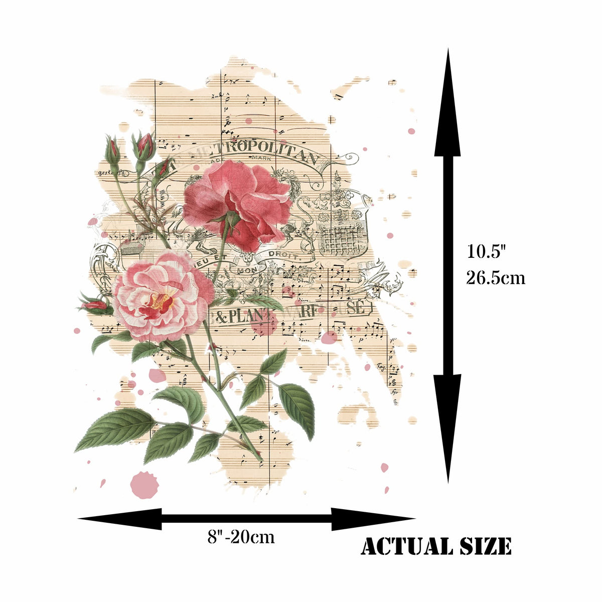 Roses Birds Overlay Rice Paper, 20.32 x 26.67 cm - 6 x Different Printed Mulberry Paper Images 30gsm Visible Fibres for Decoupage Crafts Mixed Media Collage Art
