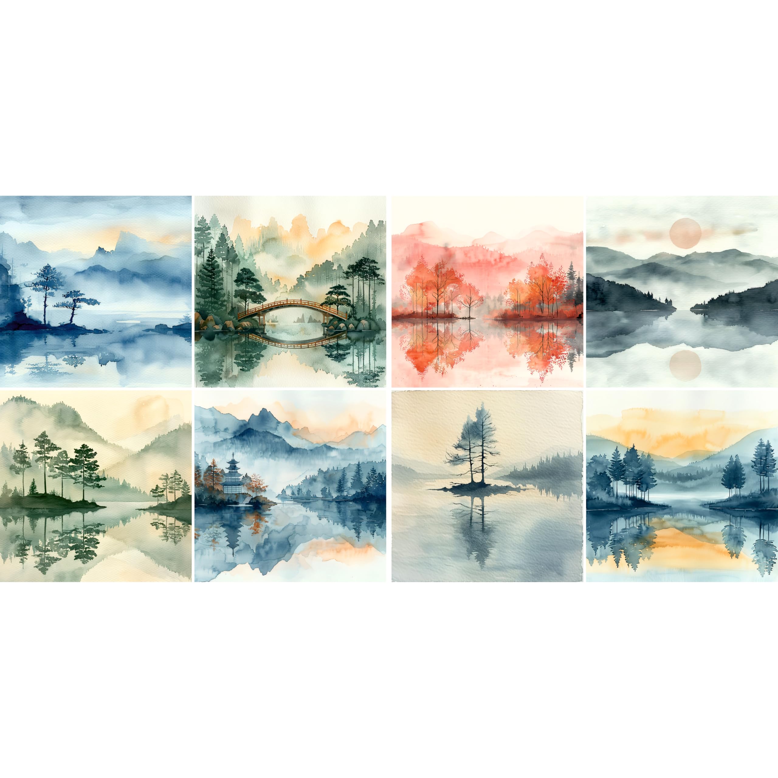 Decoupage Rice Paper (2 pc) - 8x Decoupage Watercolour Designs for Collage, Card Making & Crafts, Decoupage by CRAFT KREATIVELY