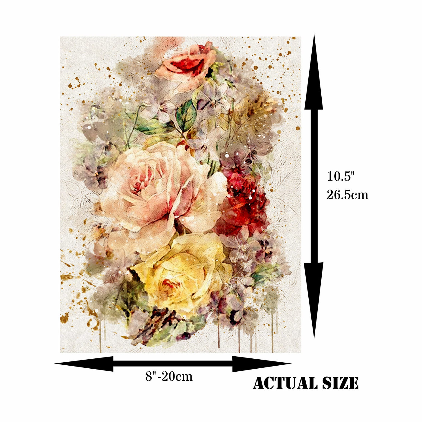 Bouquet Rice Paper, 20.32 x 26.67 cm - 6 x Different Printed Mulberry Paper Images 30gsm Visible Fibres for Decoupage Crafts Mixed Media Collage Art