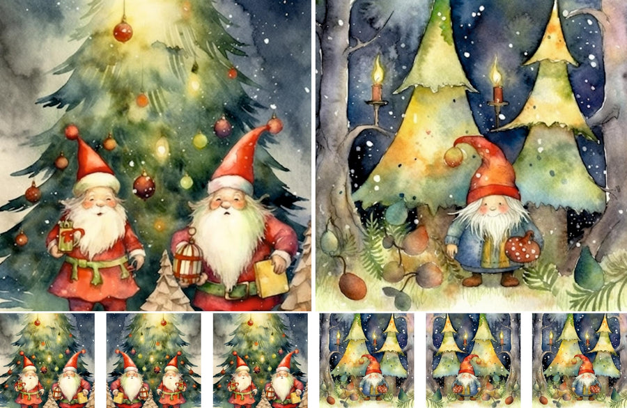 Christmas Gnomes Decoupage Rice Papers, 21 x 29cm - 4 Sheets | 32 Pieces | 8 Unique Designs | Versatile Designs for Art Projects & Crafting by CRAFT KREATIVELY