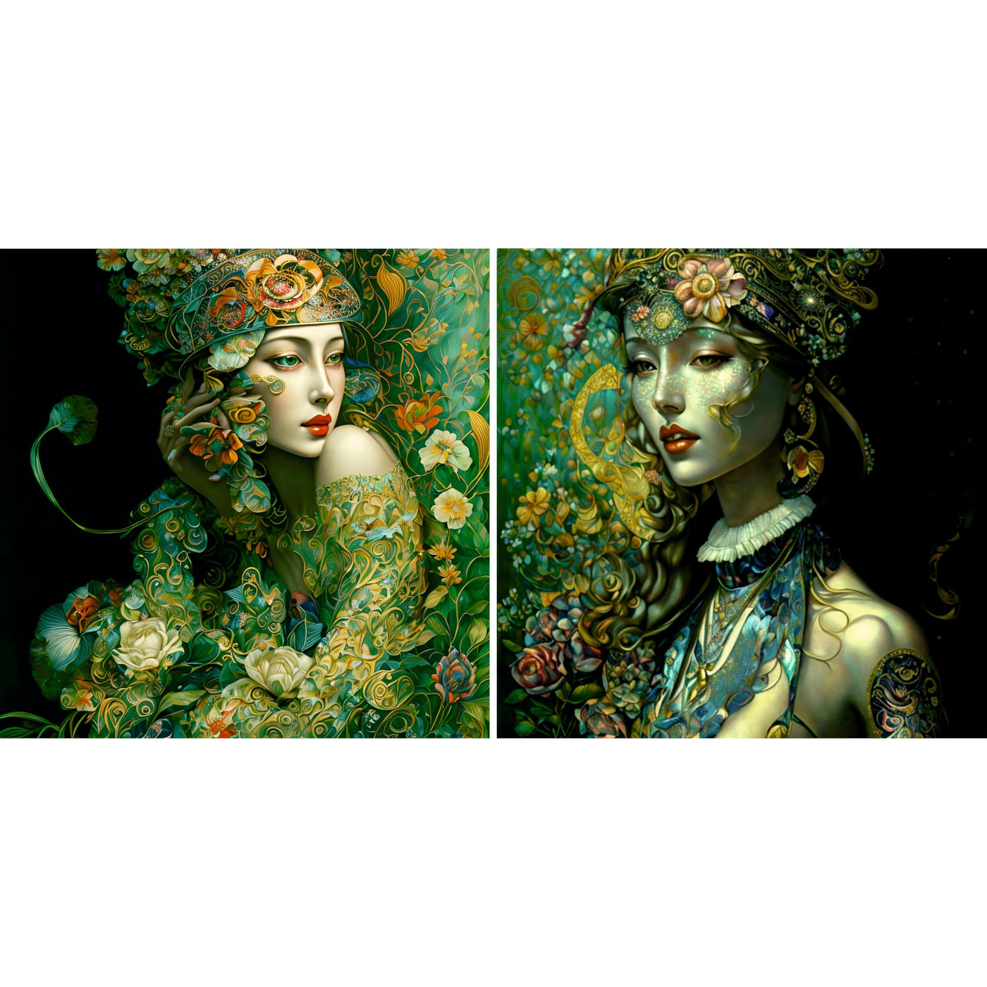 Decoupage Rice Paper (2 pc) - 2 surreal women for Furniture Poster Craft Decoupage by CRAFT KREATIVELY