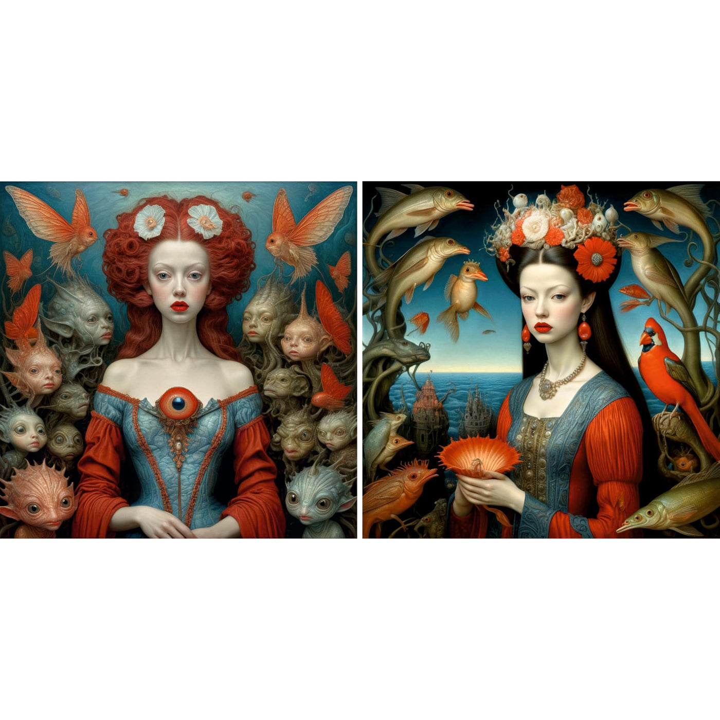 Decoupage Rice Paper (2 pc) - 2 surreal women for Furniture Poster Craft Decoupage by CRAFT KREATIVELY