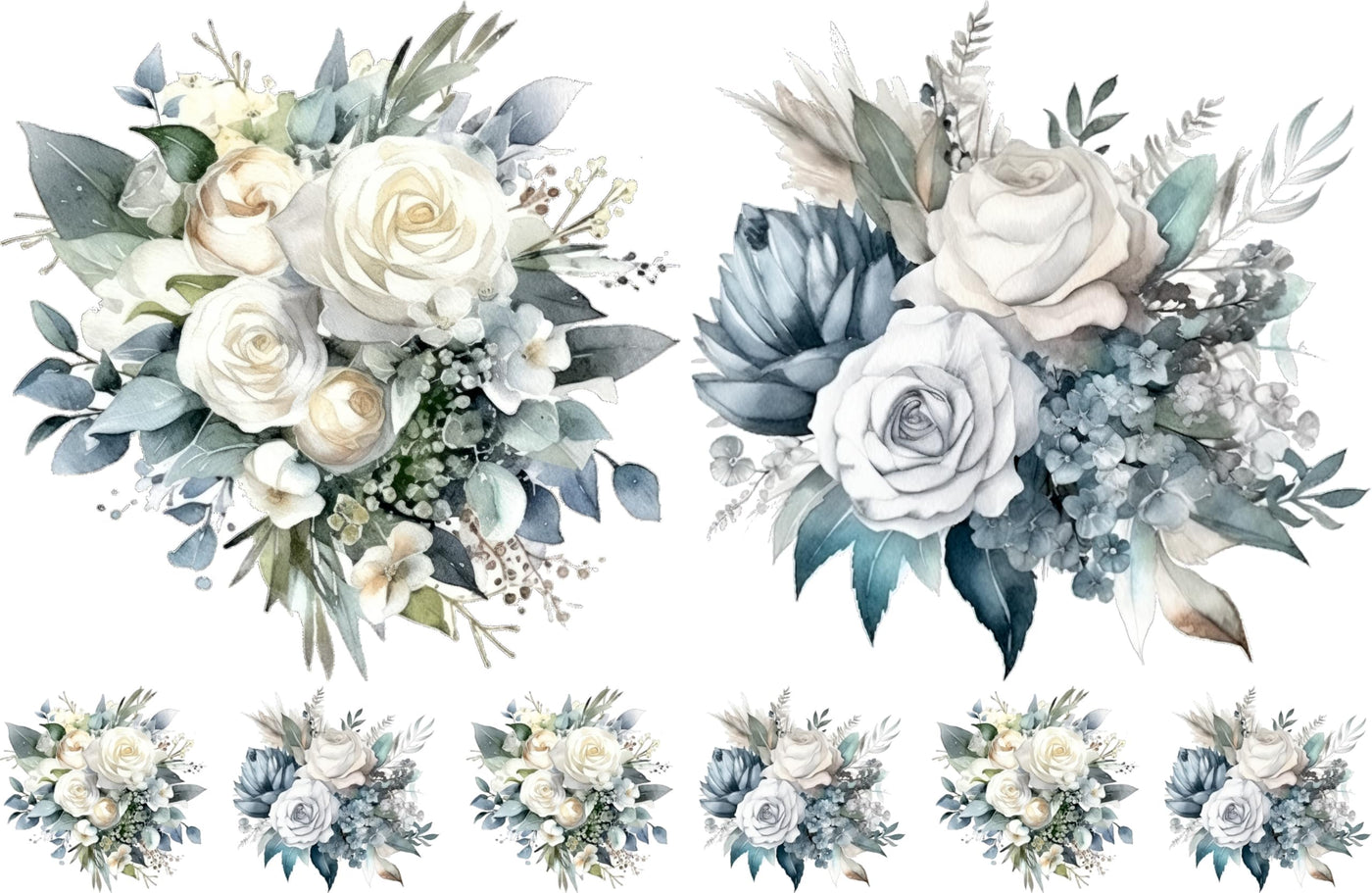 Bouquet Rice Papers - 4 Pages | 32 Pieces | 8 Unique Designs | Versatile Decoupage Designs for Art Projects & Crafting by CRAFT KREATIVELY (Silver)