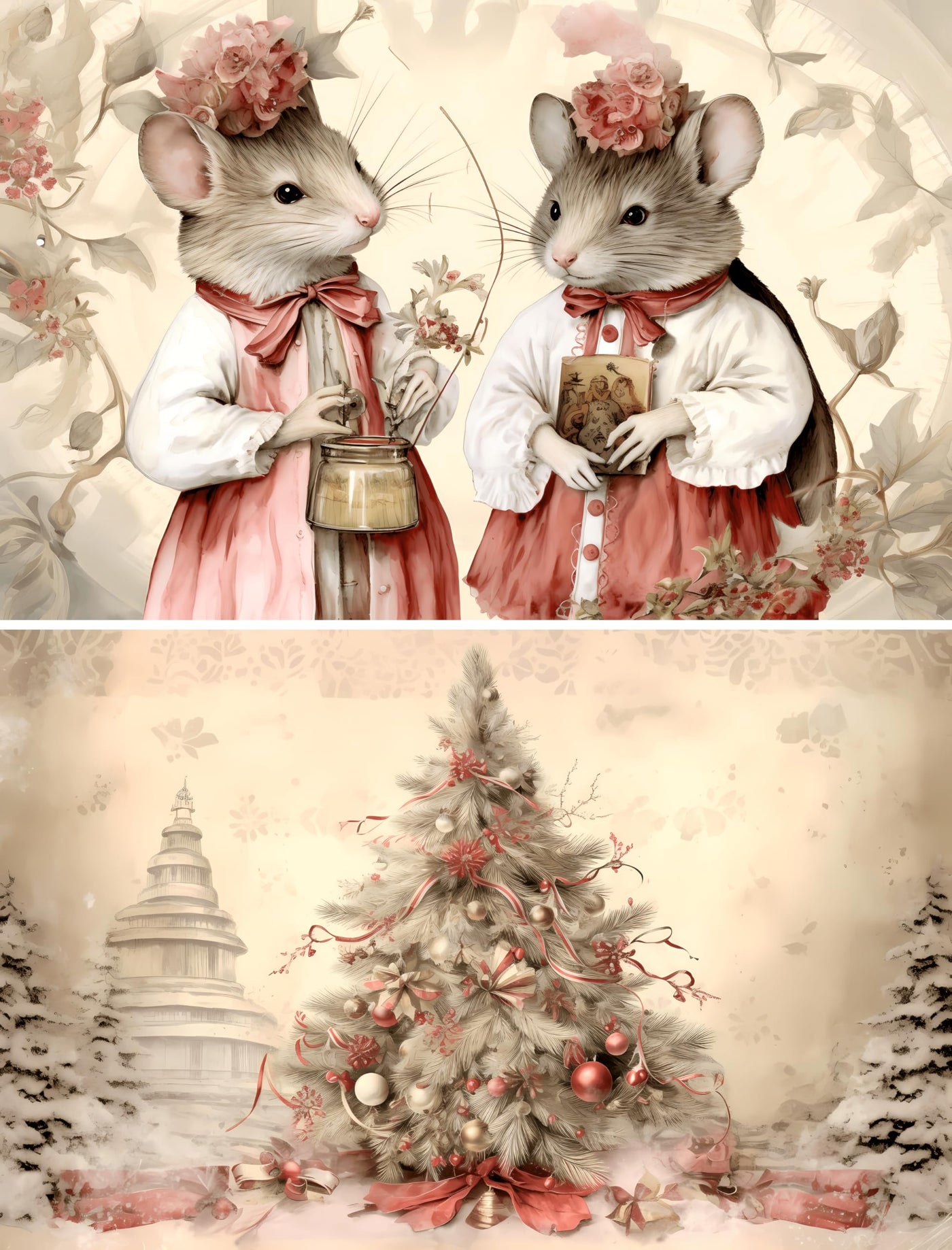 Christmas Pastel Decoupage Rice Papers, 21 x 26.5cm - 6 Sheets | 6 Unique Designs | Versatile Christmas Designs for Art Projects & Crafting by CRAFT KREATIVELY