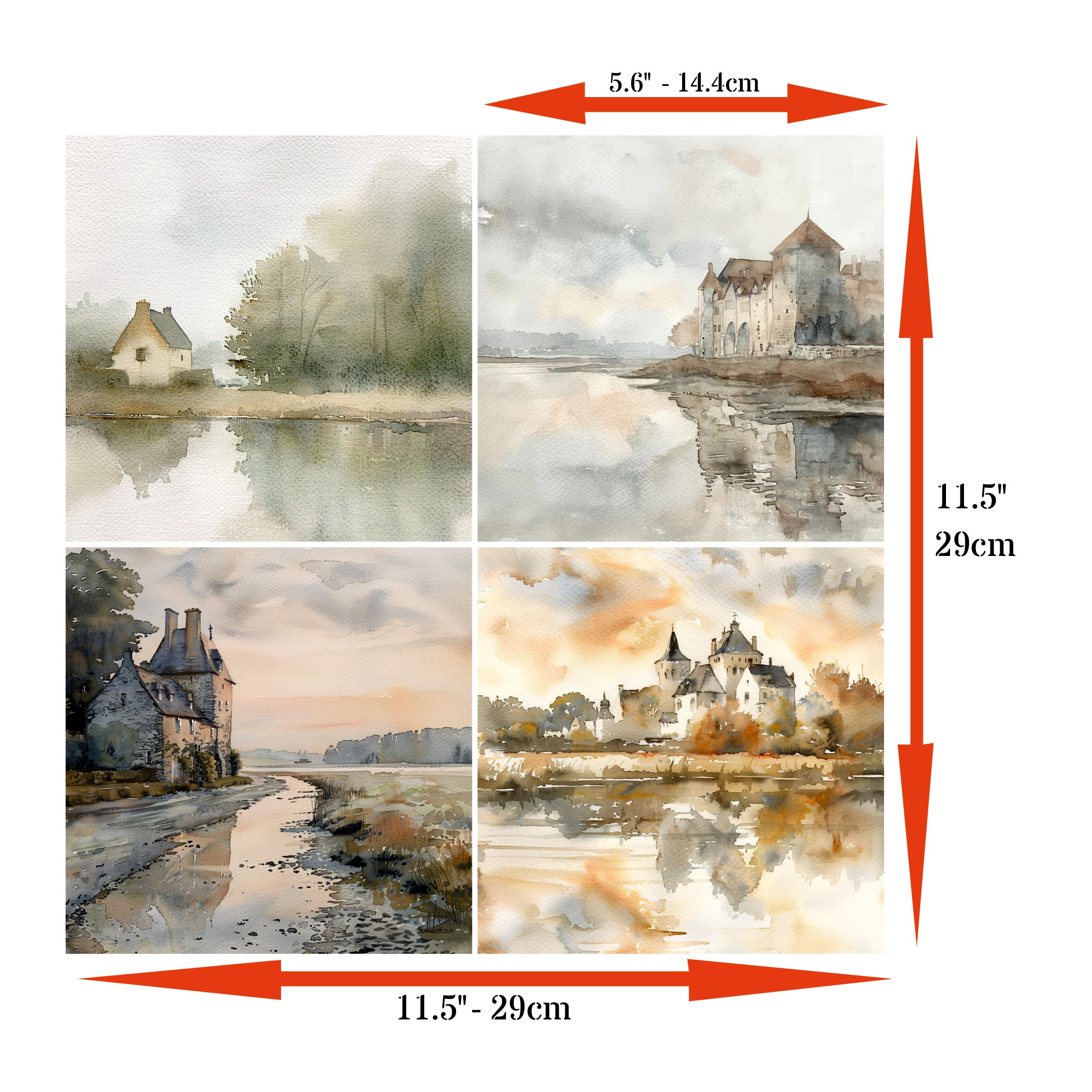 Decoupage Rice Paper (2 pc) - 8x Decoupage Watercolour Designs for Collage, Card Making & Crafts, Decoupage by CRAFT KREATIVELY